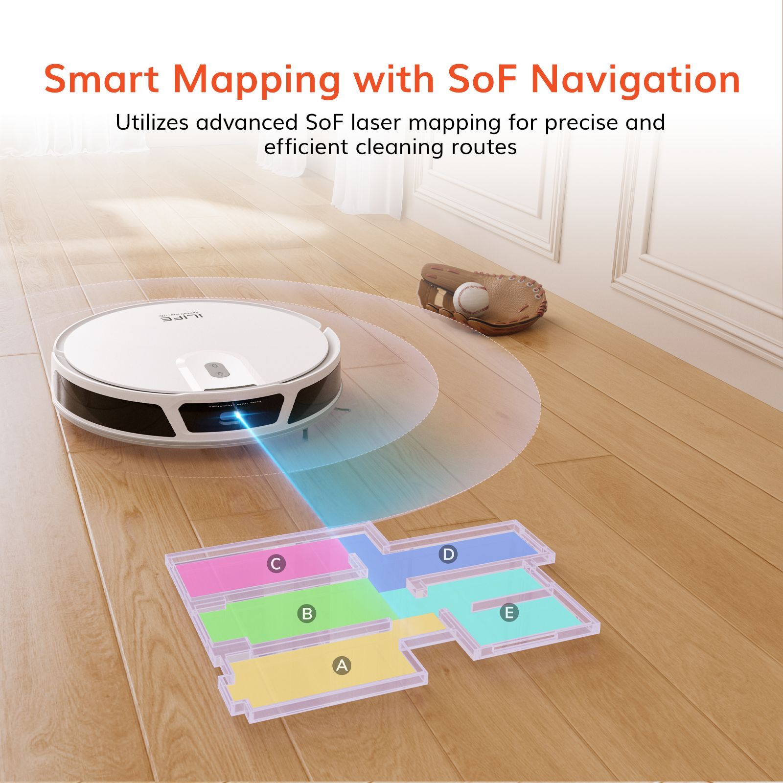 ILIFE V20 Robotic Vacuum Cleaner & Mop with Wi-Fi Connectivity (Alexa & Google Assistant, White) ILIFE V20 Robotic Vacuum Cleaner & Mop with Wi-Fi Connectivity (Alexa & Google Assistant, White)_3