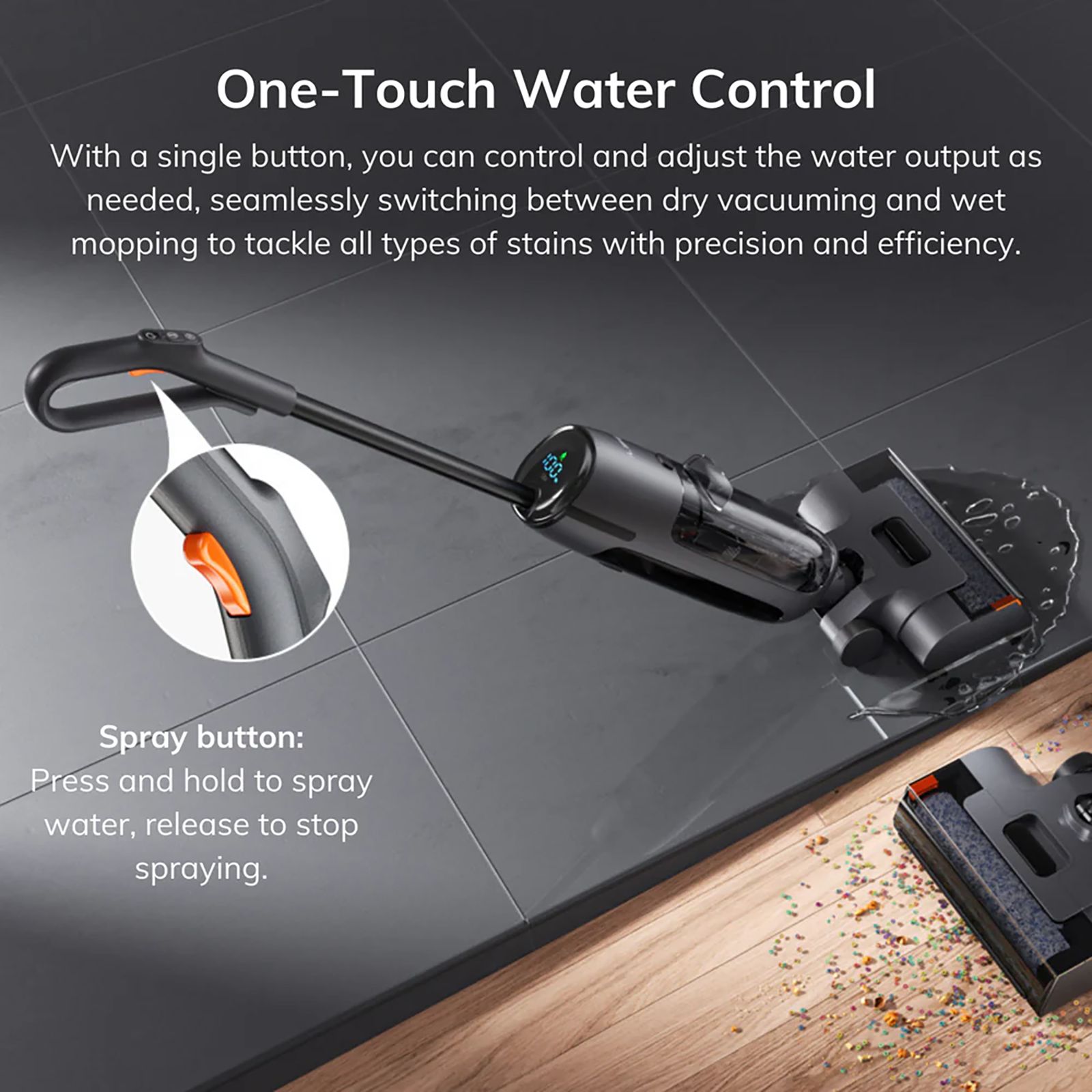 ILIFE W90 Pro 150W Cordless Wet & Dry Vacuum Cleaner with One Click Self Cleaning (LED Display, Gray)_8