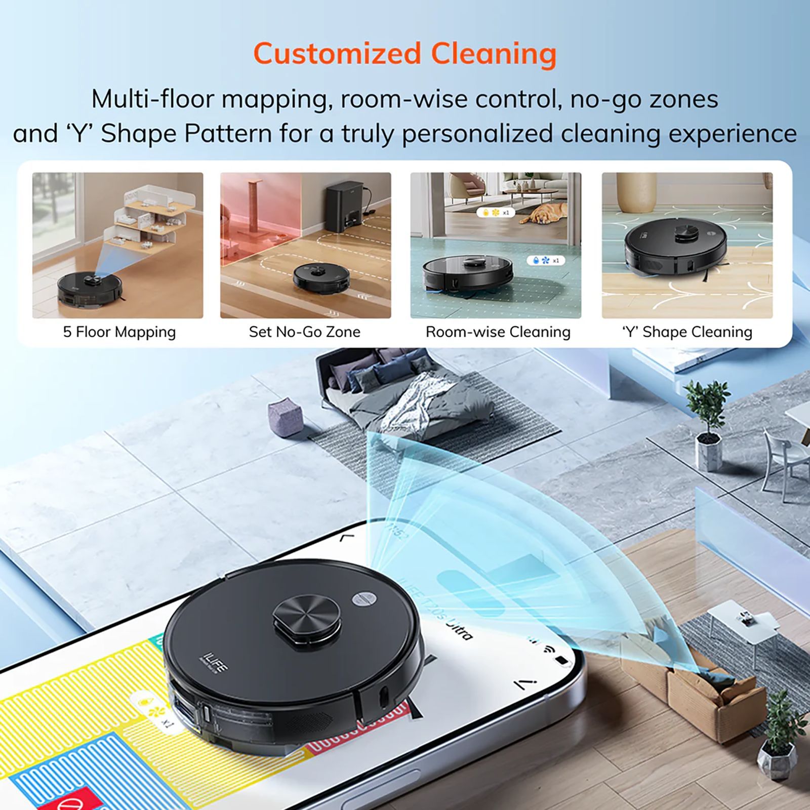 ILIFE T20s Ultra Robotic Vacuum Cleaner & Mop with Upgraded LiDAR Navigation Technology (Multi Floor Mapping, Black)_6