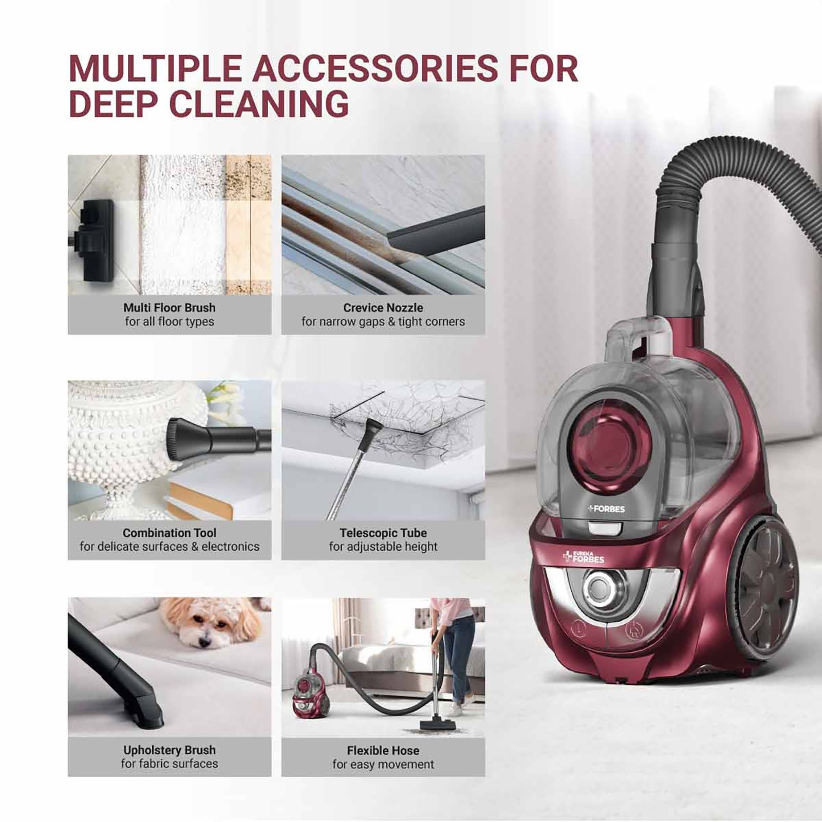 Eureka Forbes Tornado 1200W Dry Vacuum Cleaner with Cyclonic Technology (Auto Cord Winder, Purple)_8