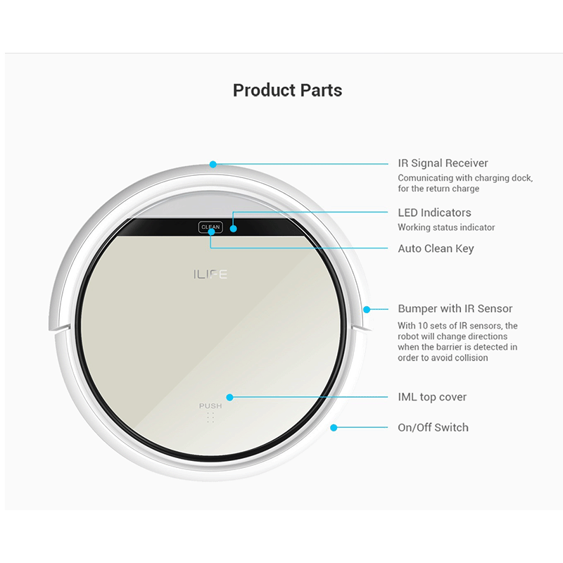 ILIFE V50 Robot Vacuum Cleaner with Dry Mopping (DW-GIEL-WE9Q, Light Gold)_11