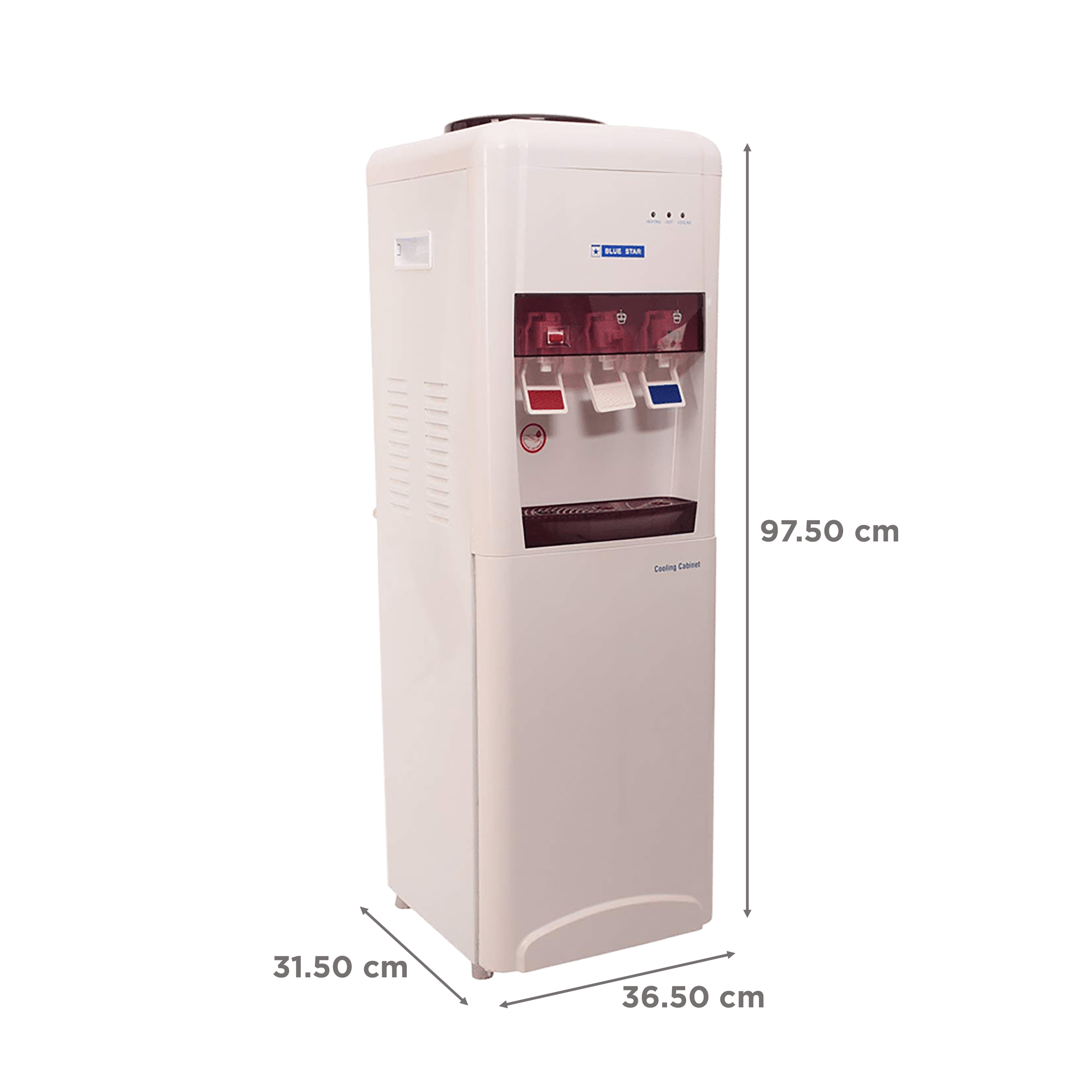 Blue Star H Series Hot, Cold & Normal Top Load Water Dispenser with Cooling Cabinet (White/Coffee)_2