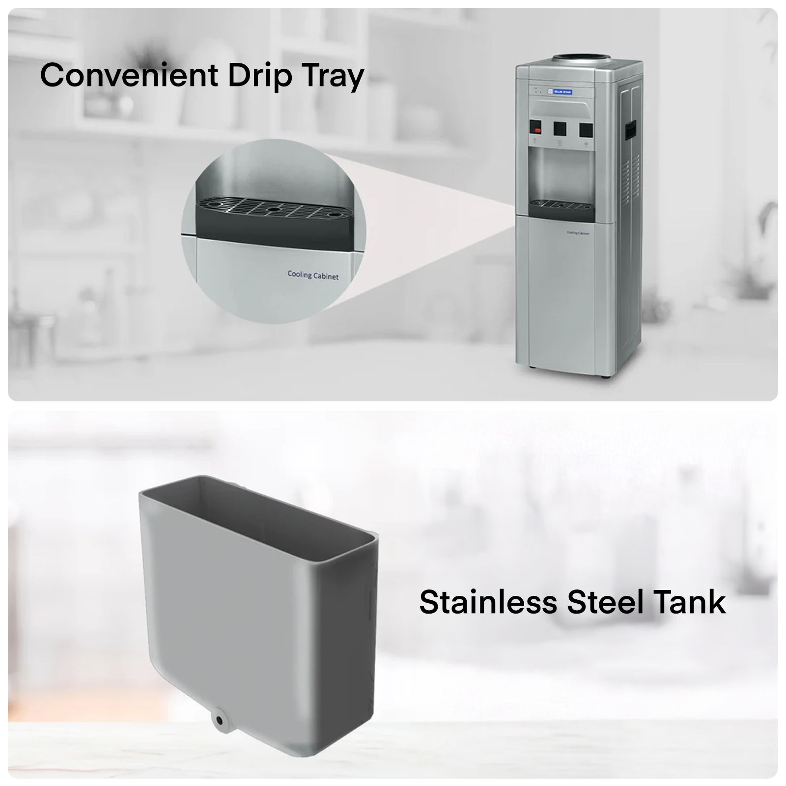 Blue Star GA Series Hot, Cold & Normal Top Load Water Dispenser with Cooling Cabinet (Grey)_12
