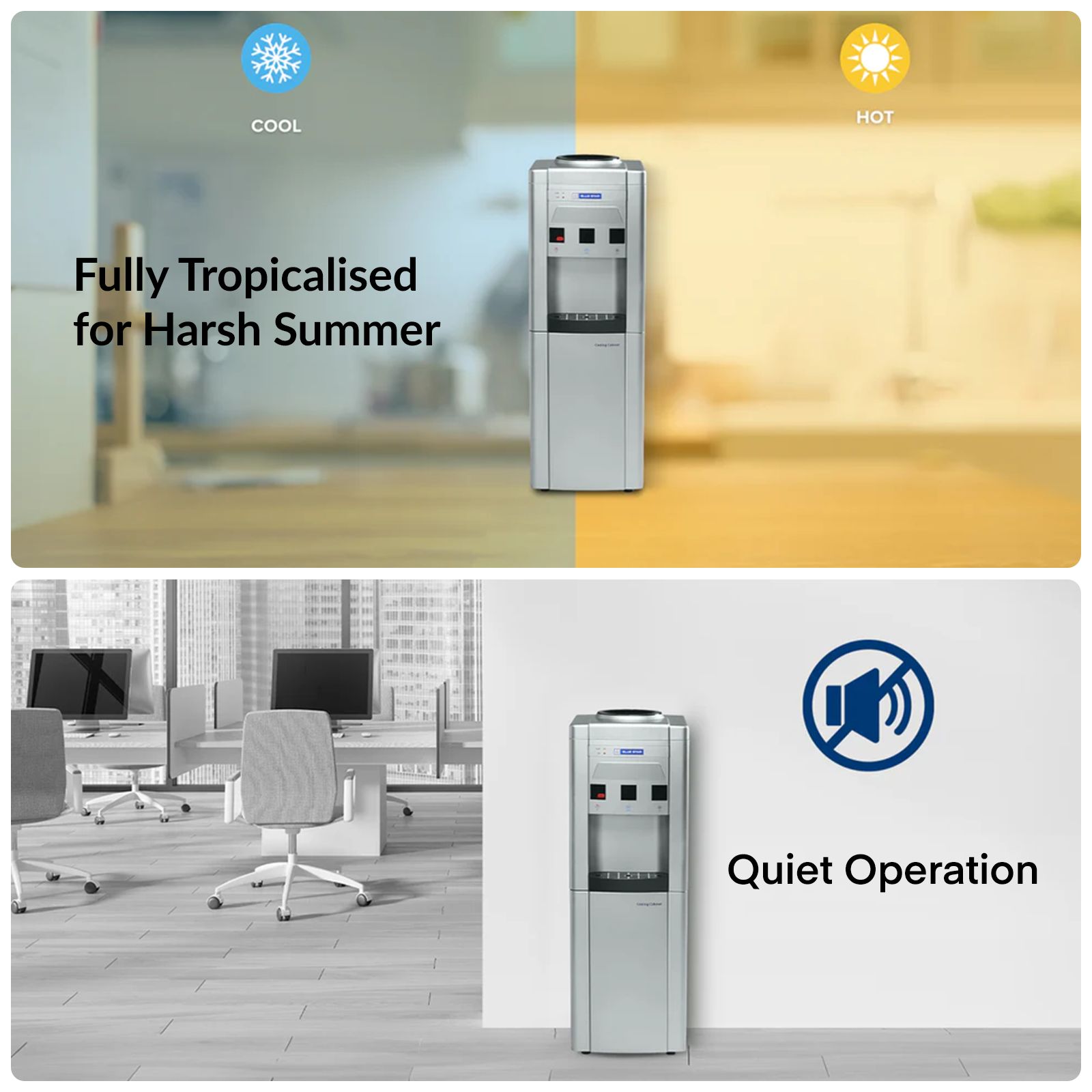 Blue Star GA Series Hot, Cold & Normal Top Load Water Dispenser with Cooling Cabinet (Grey)_13