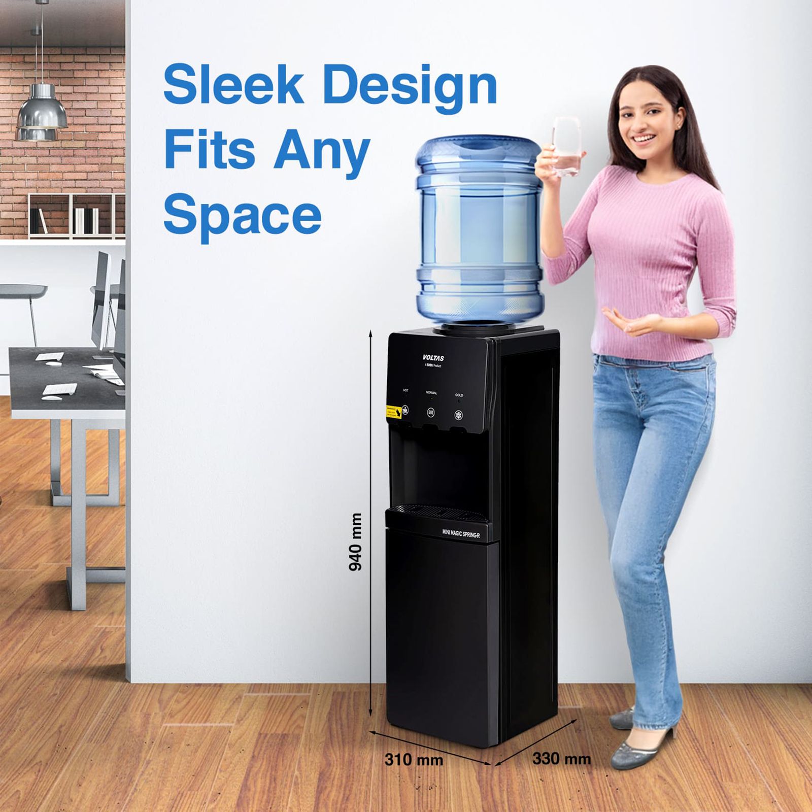 VOLTAS Minimagic Spring RV Plus Hot, Cold & Normal Top Load Water Dispenser with Cooling Cabinet (Black)_13