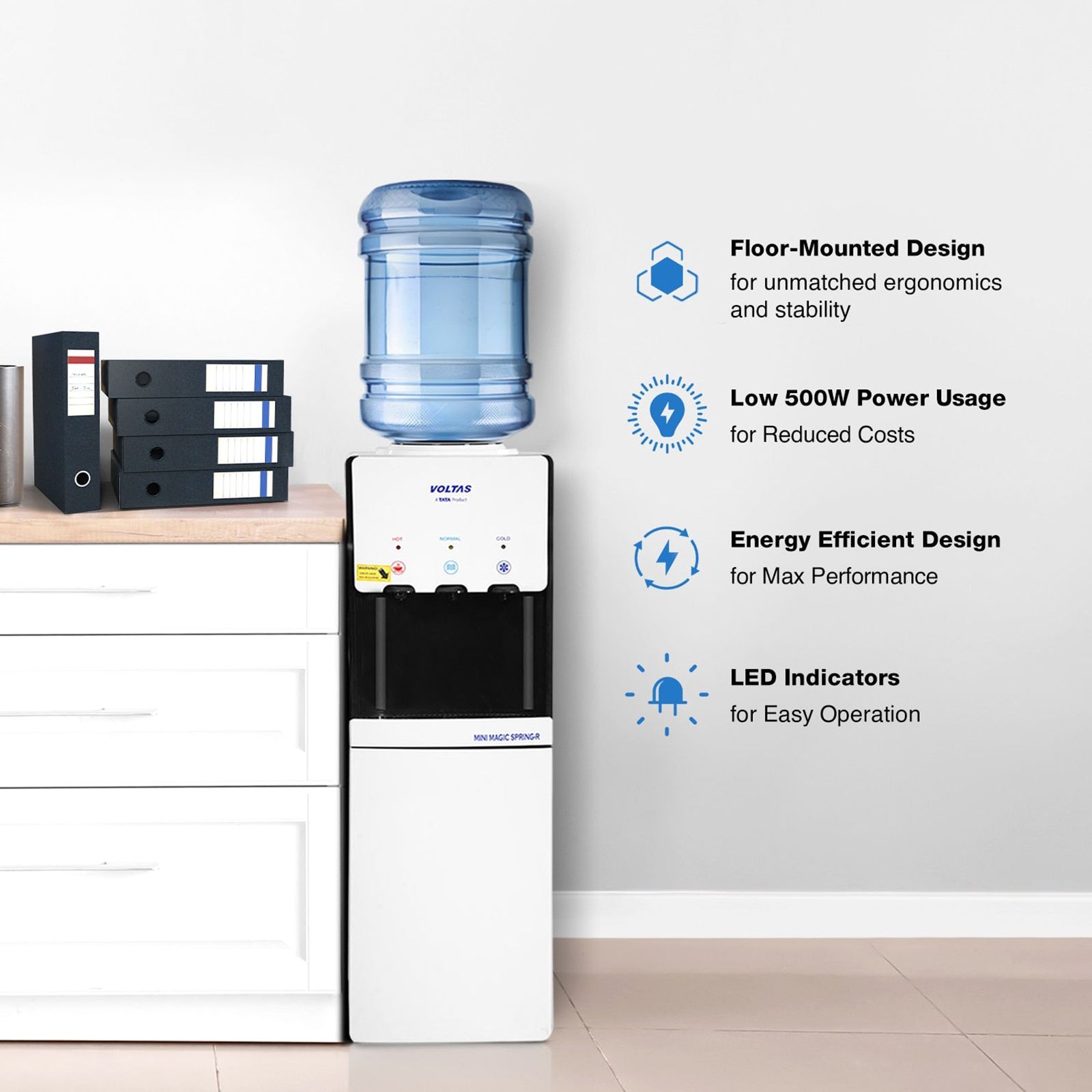 VOLTAS Minimagic Spring RV Plus Hot, Cold & Normal Top Load Water Dispenser with Cooling Cabinet (Black and White) VOLTAS Minimagic Spring RV Plus Hot, Cold & Normal Top Load Water Dispenser with Cooling Cabinet (Black and White)_14