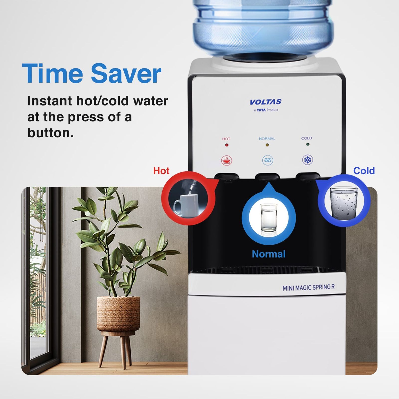 VOLTAS Minimagic Spring RV Plus Hot, Cold & Normal Top Load Water Dispenser with Cooling Cabinet (Black and White) VOLTAS Minimagic Spring RV Plus Hot, Cold & Normal Top Load Water Dispenser with Cooling Cabinet (Black and White)_18