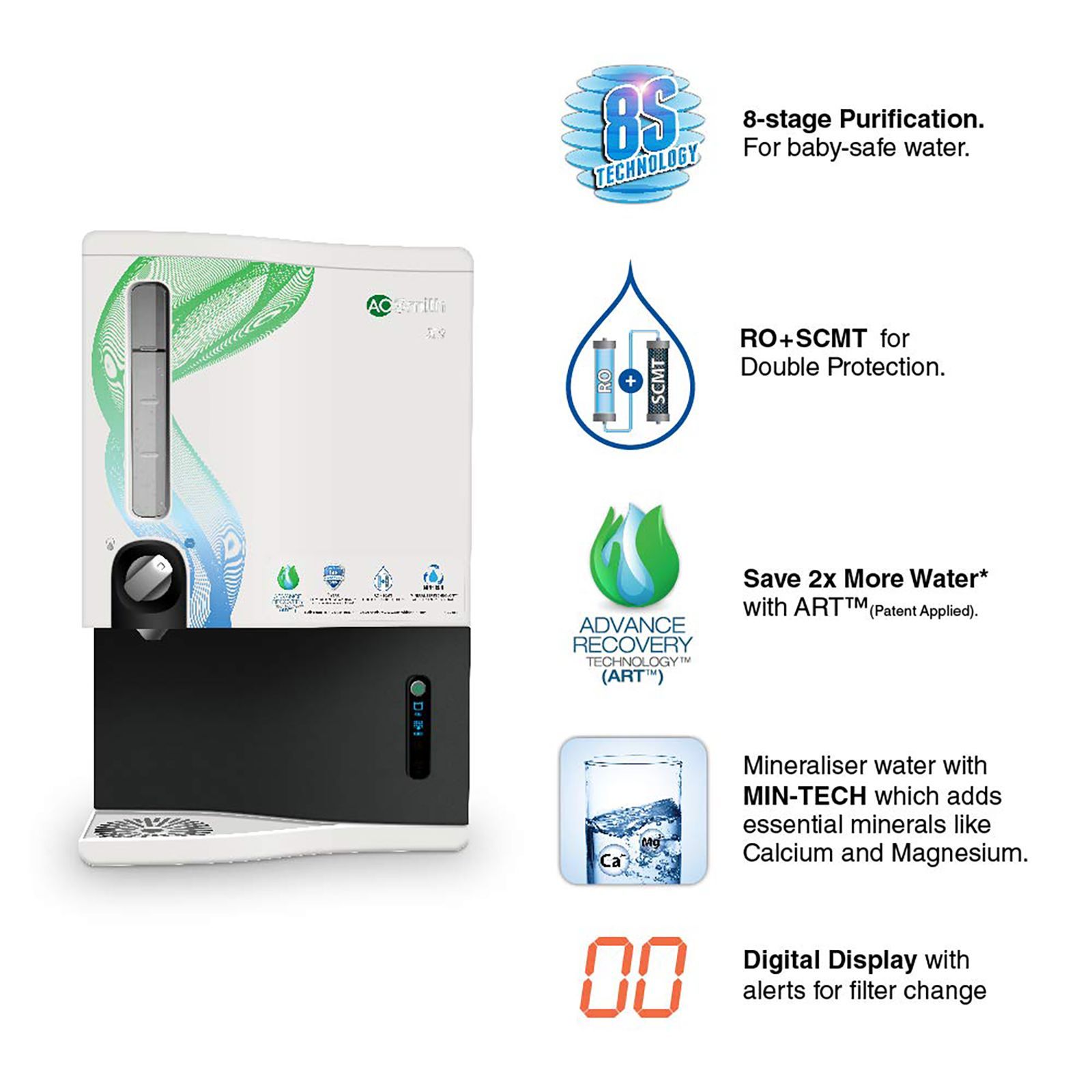 AO Smith X8 9L RO+SCMT Water Purifier with Auto Flush Indicator (White) AO Smith X8 9L RO+SCMT Water Purifier with Auto Flush Indicator (White)_12