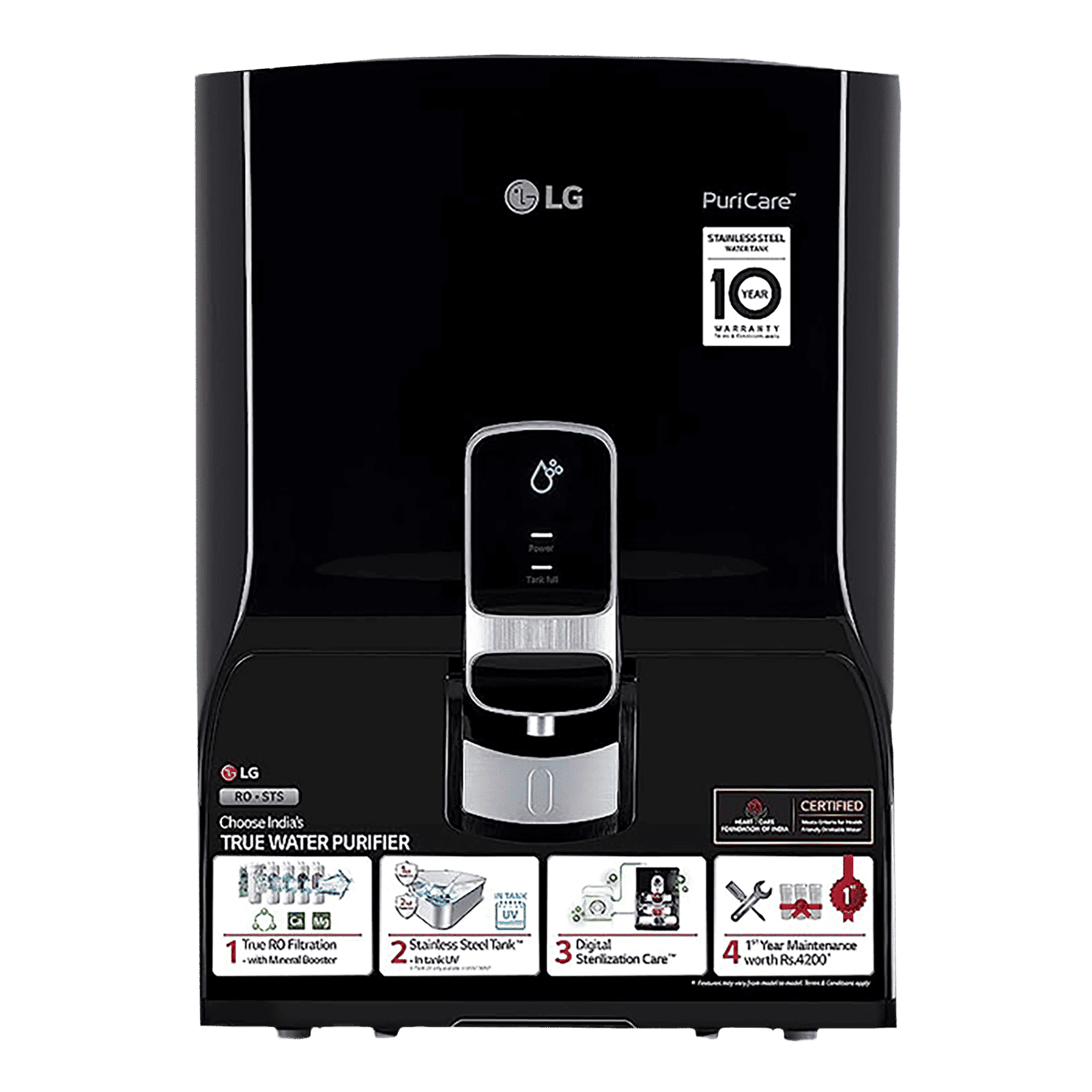 LG PuriCare 8L RO Water Purifier with Mineral Booster (Black) LG PuriCare 8L RO Water Purifier with Mineral Booster (Black)_1