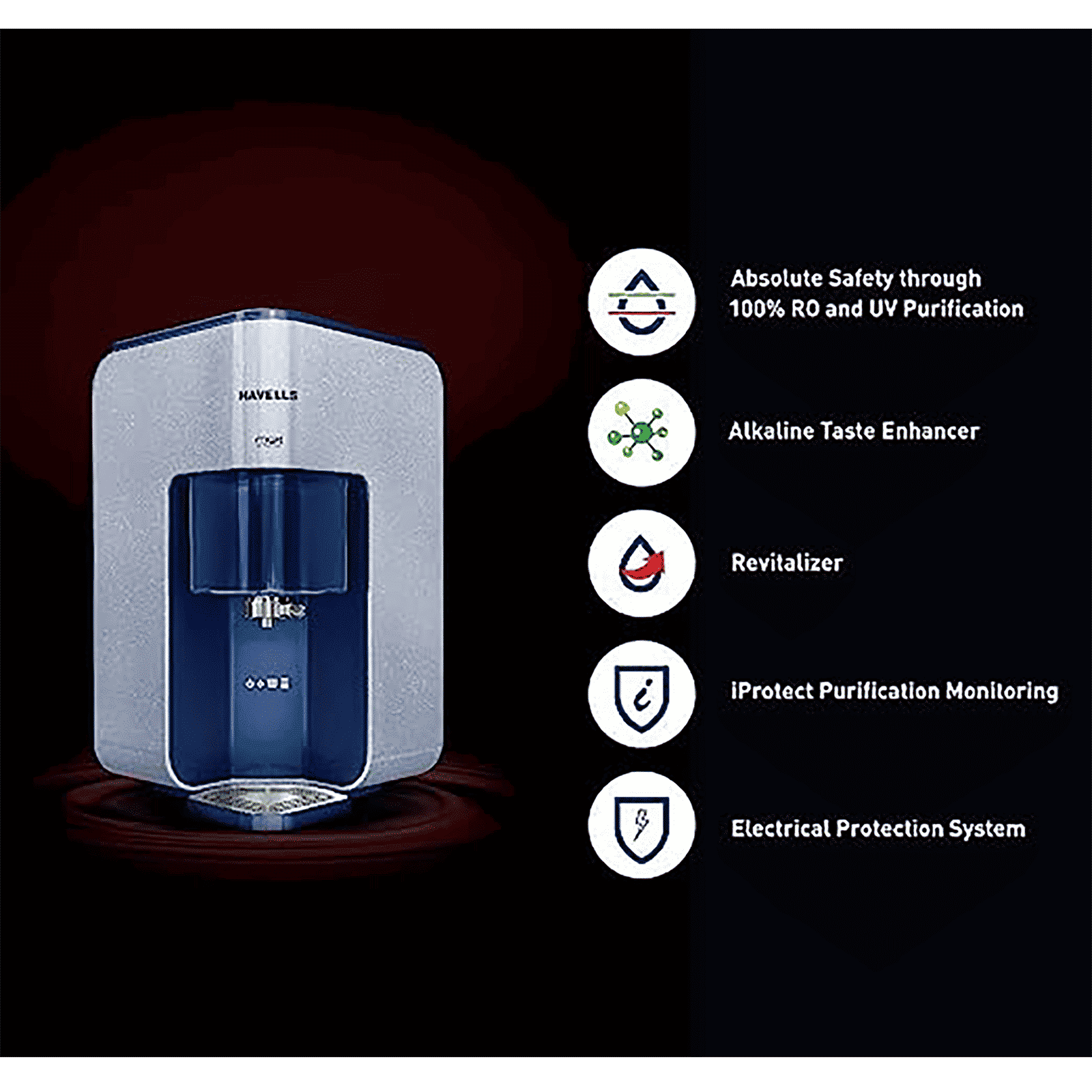 HAVELLS Max Alkaline 7L RO + UV Water Purifier with 8 Stage Purification (Sparkling White/Blue)_13