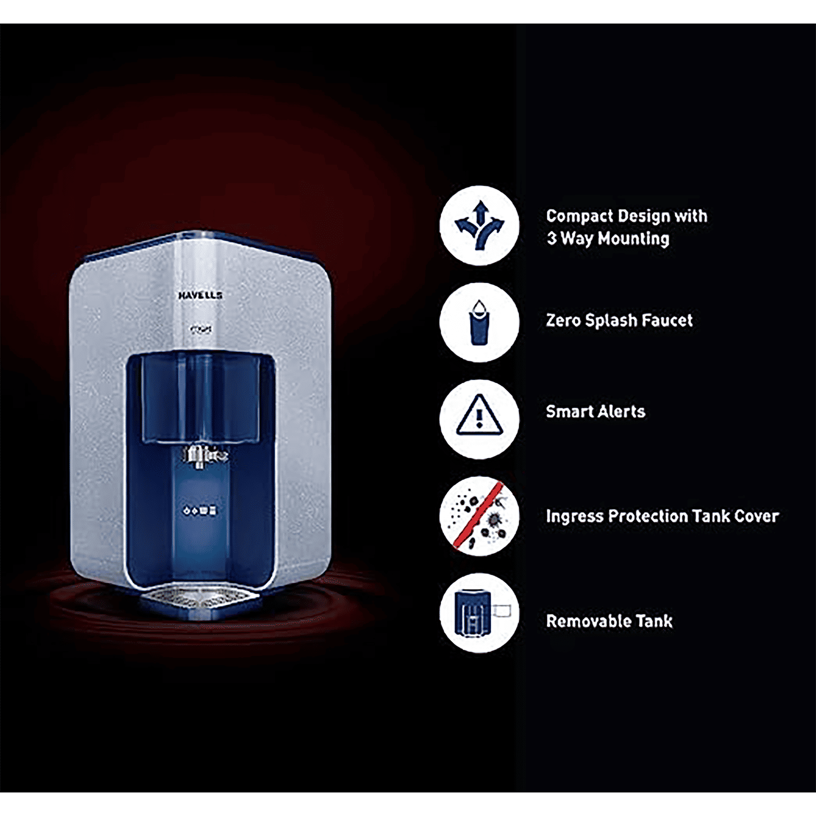 HAVELLS Max Alkaline 7L RO + UV Water Purifier with 8 Stage Purification (Sparkling White/Blue)_14