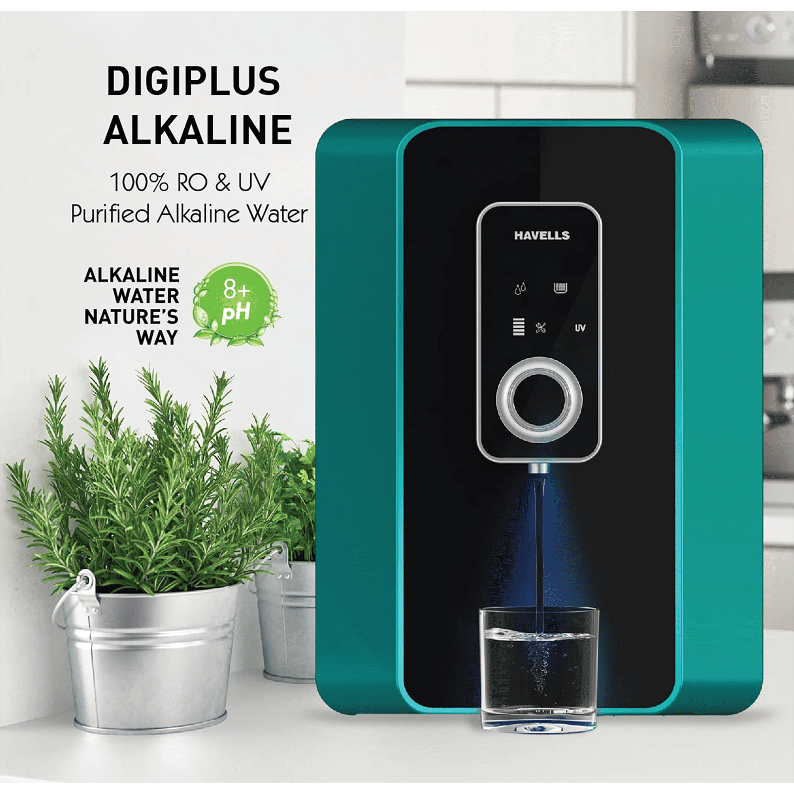 HAVELLS Digiplus Alkaline 7L RO + UV Water Purifier with 8 Stage Purification (Blue/Green)_7