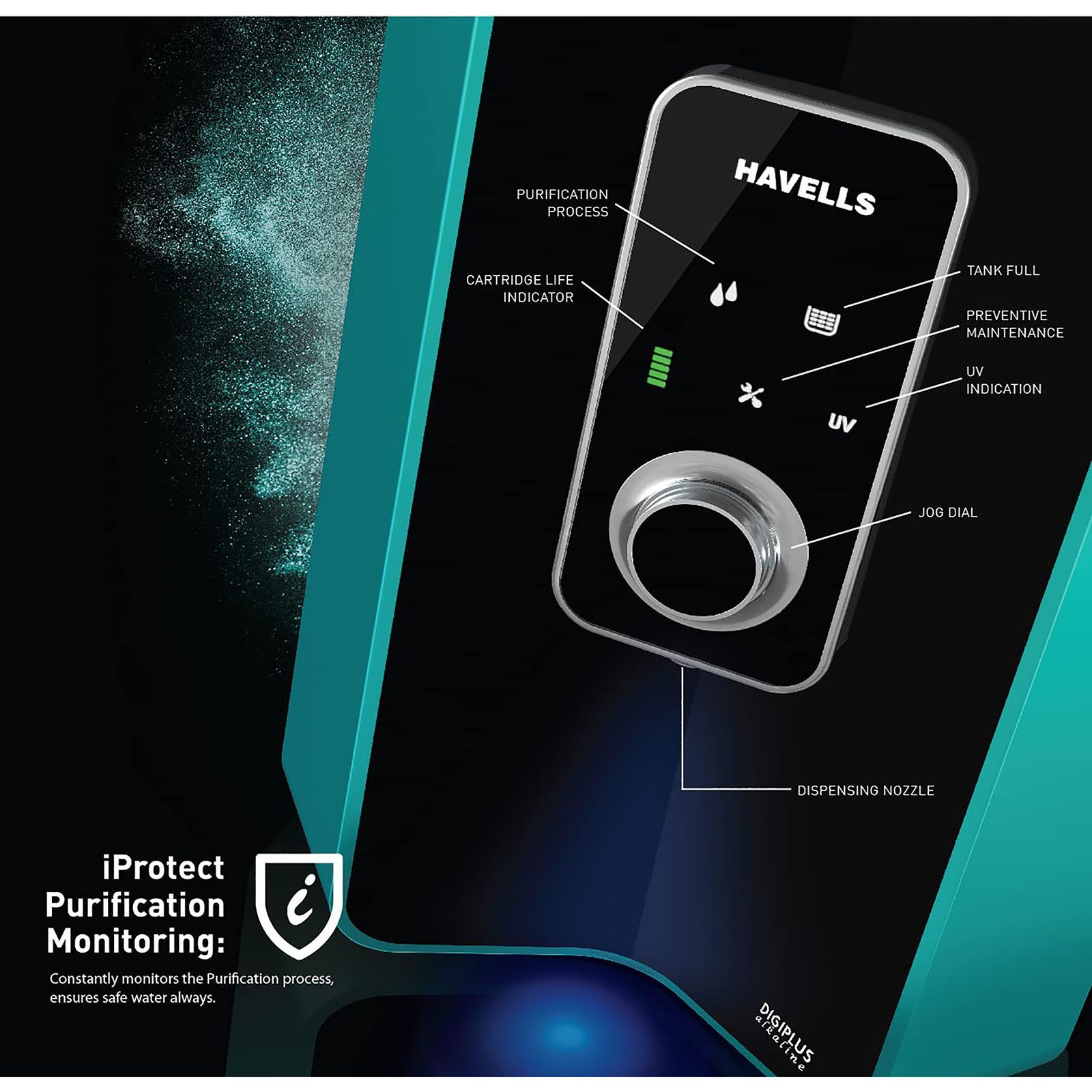 HAVELLS Digiplus Alkaline 7L RO + UV Water Purifier with 8 Stage Purification (Blue/Green)_17