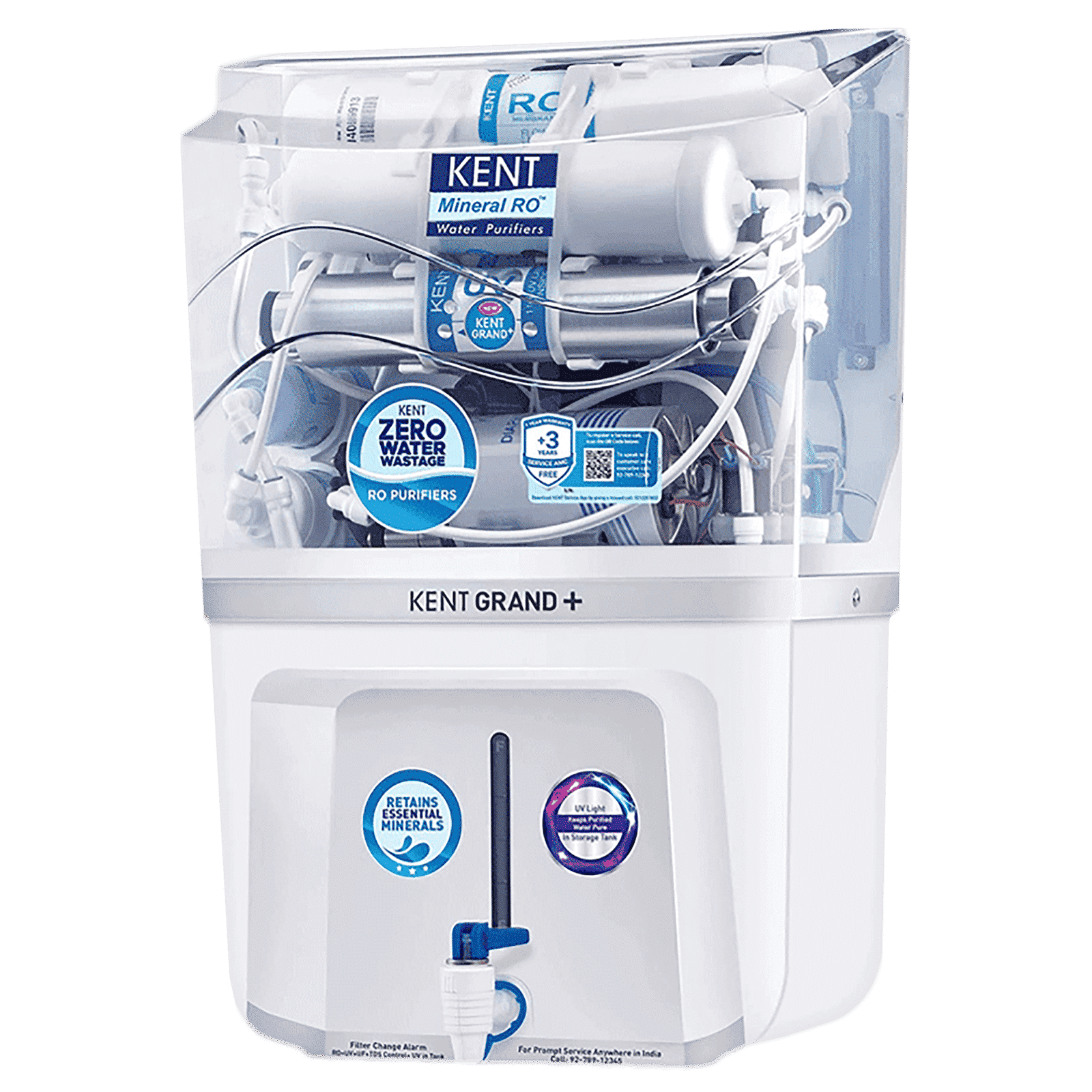 KENT Grand Plus 9L RO + UV + UF +UV-in-tank + TDS Water Purifier with Zero Water Wastage (White)_1