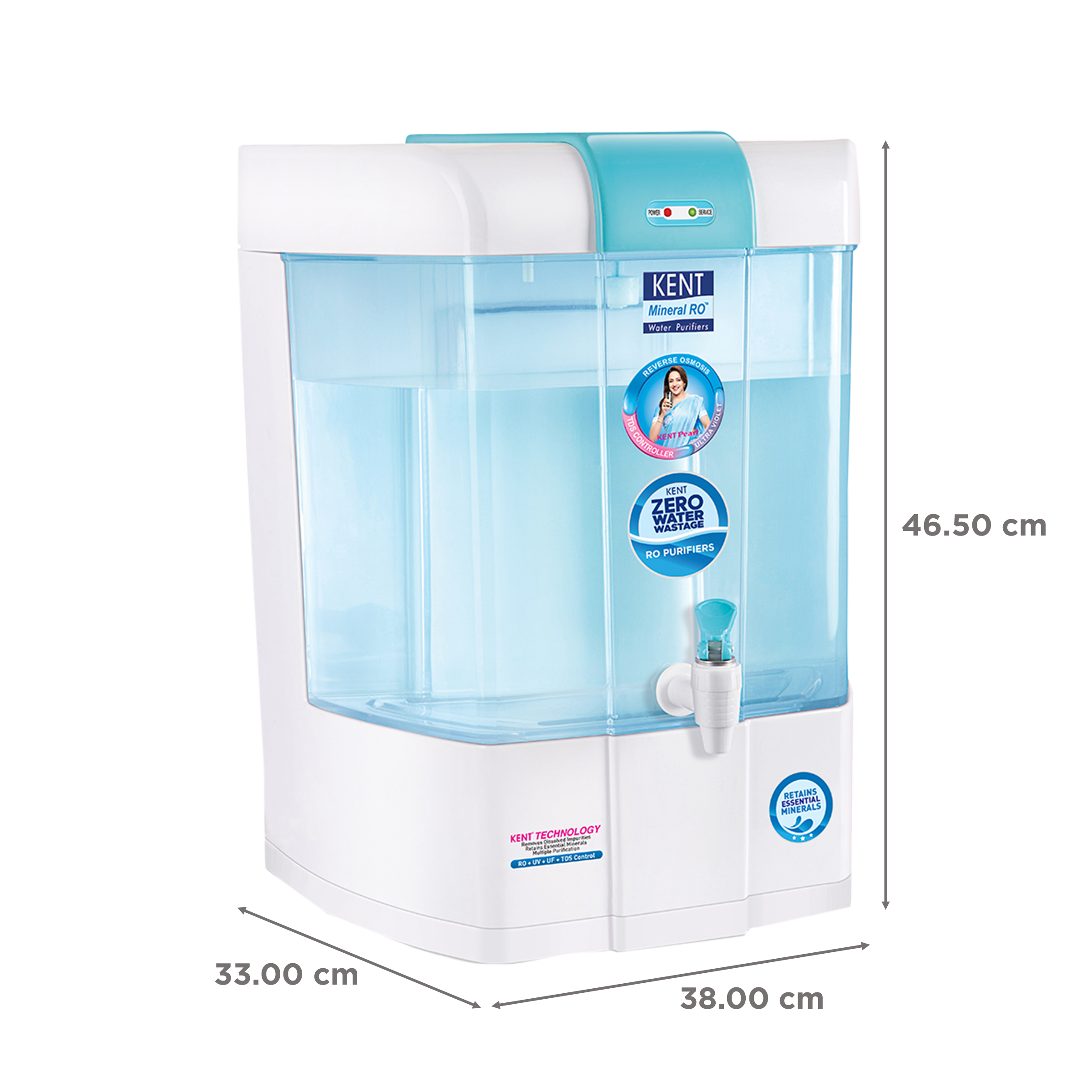 KENT Pearl 8L RO + UV + UF + UV-in-tank + TDS Water Purifier with Detachable Storage Tank and Zero Water Wastage (White)_2
