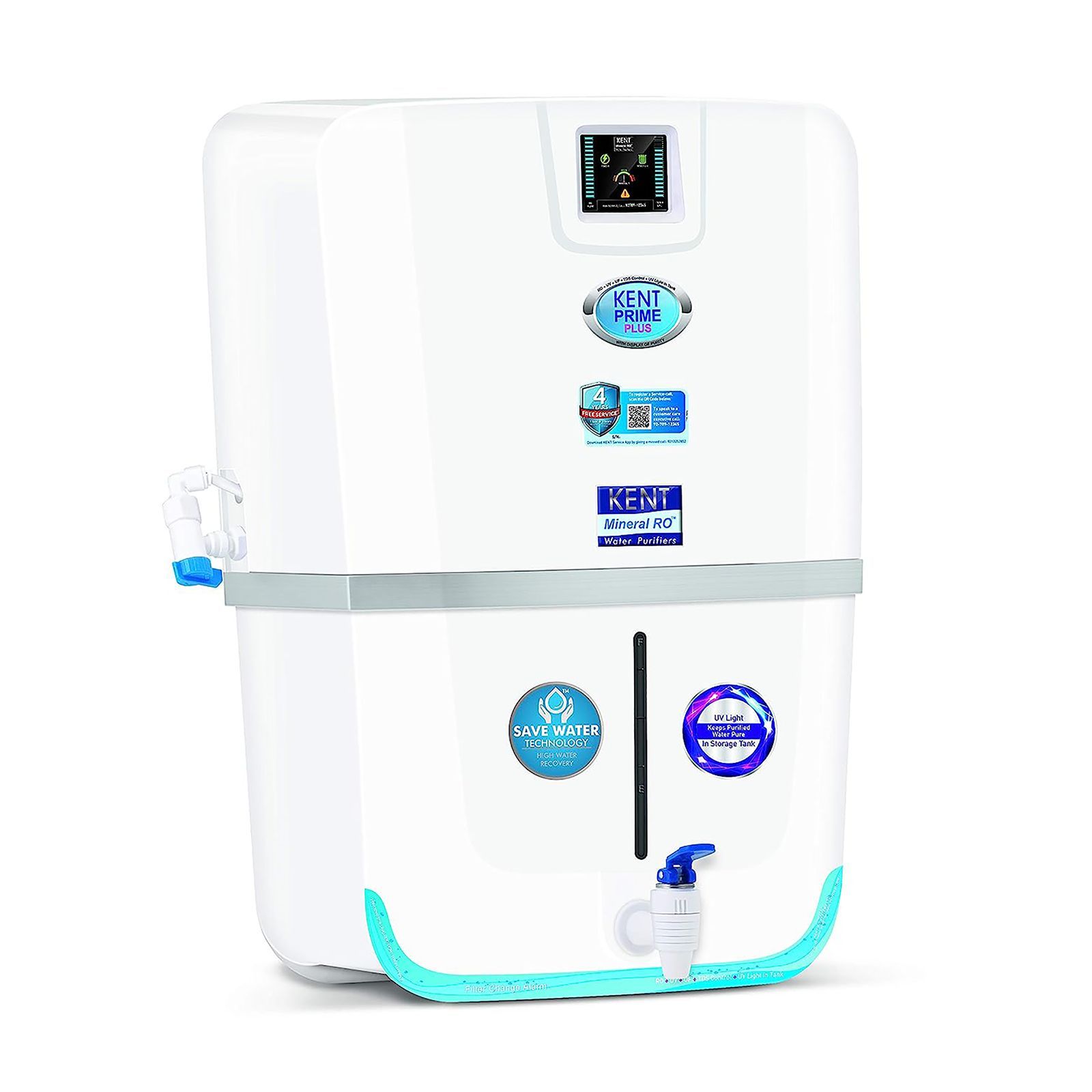 KENT Prime Plus 9L RO + UV + UF + UV-in-tank + TDS Water Purifier with Digital Purity Display and Zero Water Wastage (White)_8