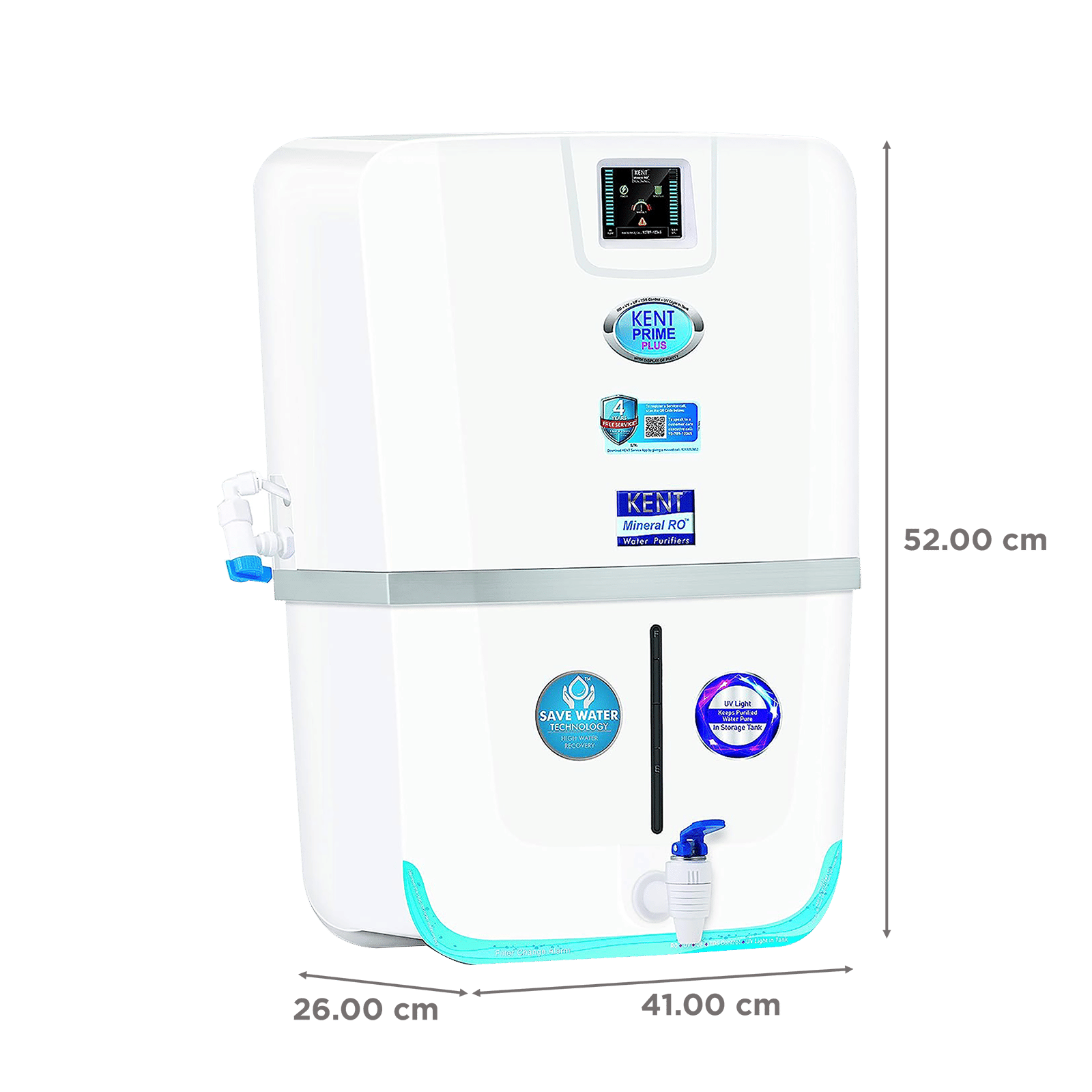KENT Prime Plus 9L RO + UV + UF + UV-in-tank + TDS Water Purifier with Digital Purity Display and Zero Water Wastage (White)_2