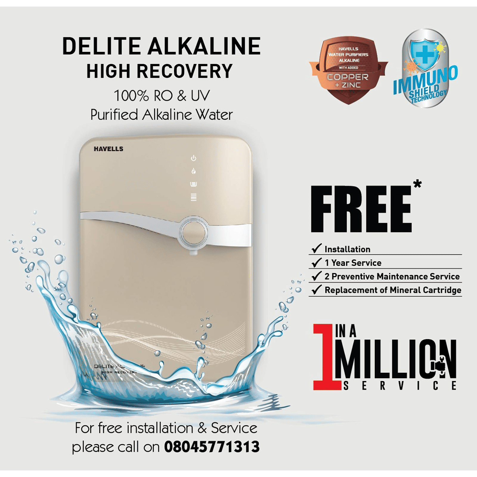 HAVELLS Delite Alkaline 6.5L RO + UV Water Purifier with 8 Stage Purification (Beige)_5