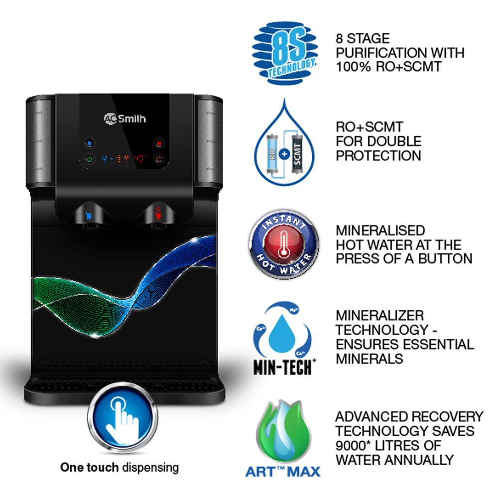 AO Smith ProPlanet P7 10L RO + SCMT Hot & Cold Water Purifier with 8 Stage Purification (Black)_9