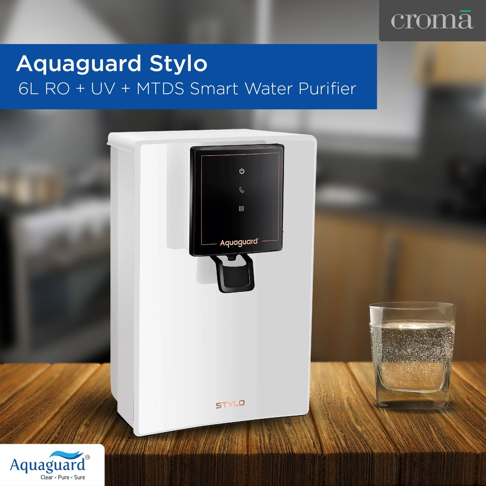 Aquaguard Stylo 6L RO + UV + MTDS Smart Water Purifier with Active Copper Zinc Booster Technology (White)_6