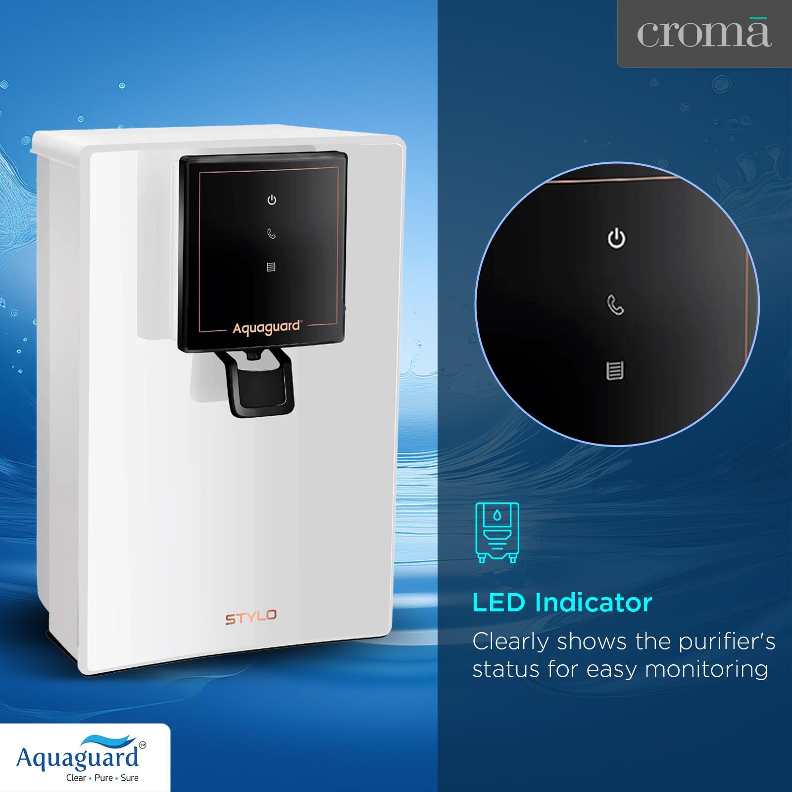 Aquaguard Stylo 6L RO + UV + MTDS Smart Water Purifier with Active Copper Zinc Booster Technology (White)_9
