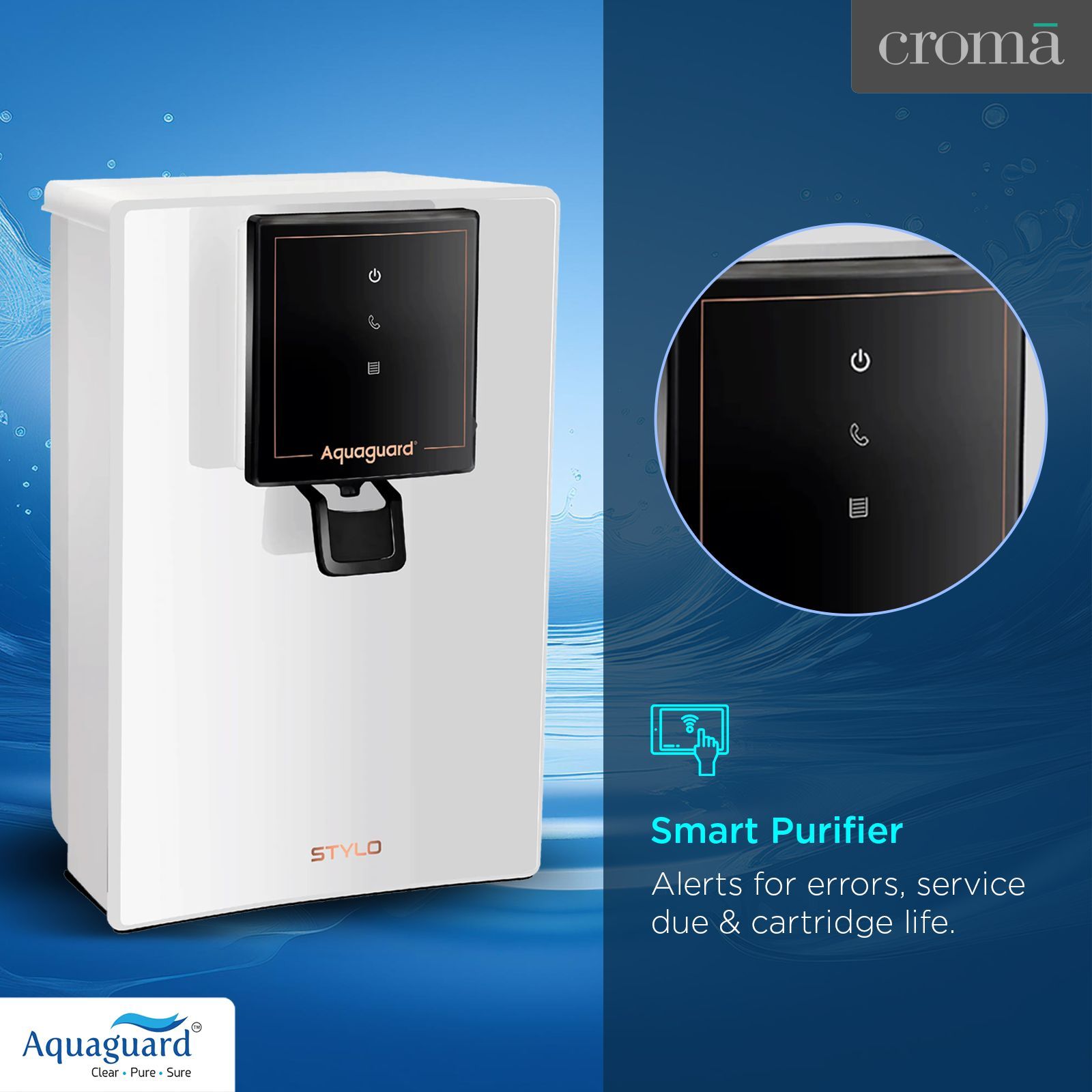 Aquaguard Stylo 6L RO + UV + MTDS Smart Water Purifier with Active Copper Zinc Booster Technology (White)_11