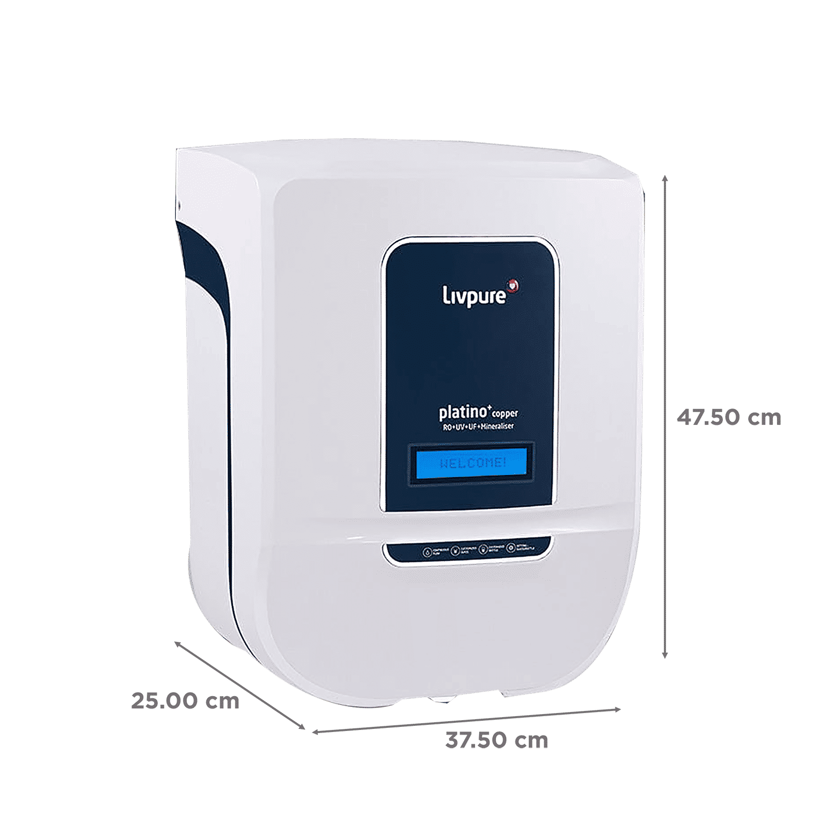 Livpure Platino Plus 8.5L RO + UV + UF + Mineraliser Water Purifier with 8 Stage Purification (White/Blue)_2