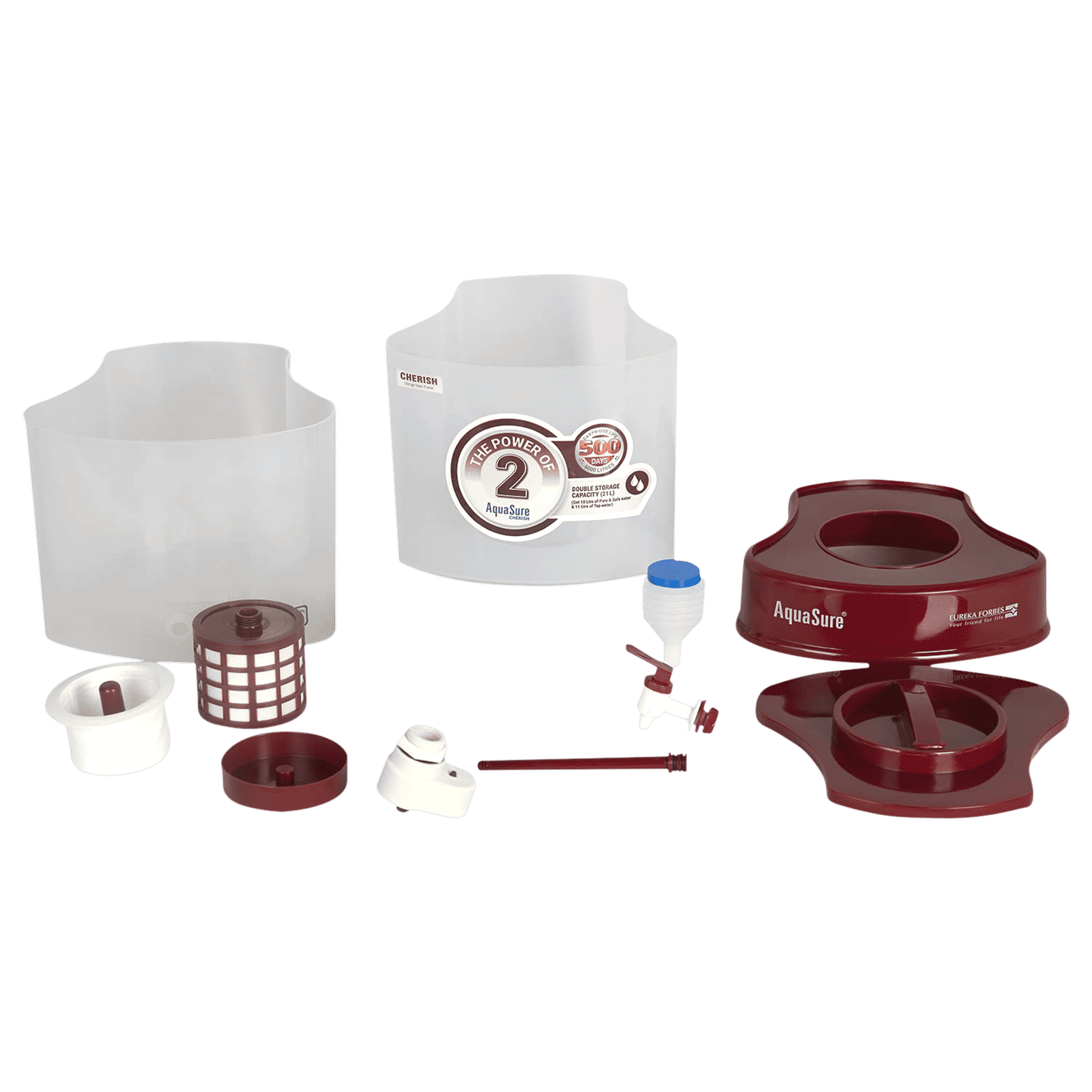 EUREKA FORBES AquaSure Cherish 21L Gravity Based Water Purifier with Food Grade Plastic (Cherry)_11