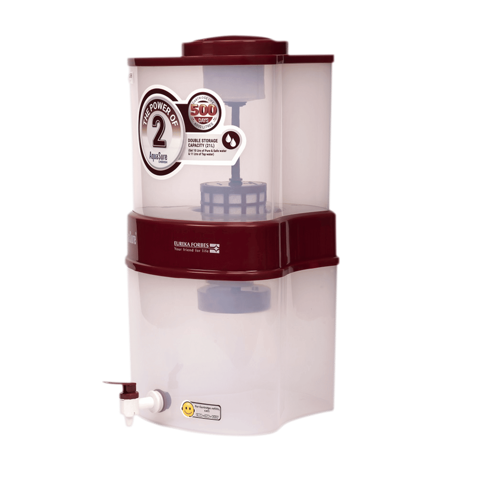 EUREKA FORBES AquaSure Cherish 21L Gravity Based Water Purifier with Food Grade Plastic (Cherry)_13