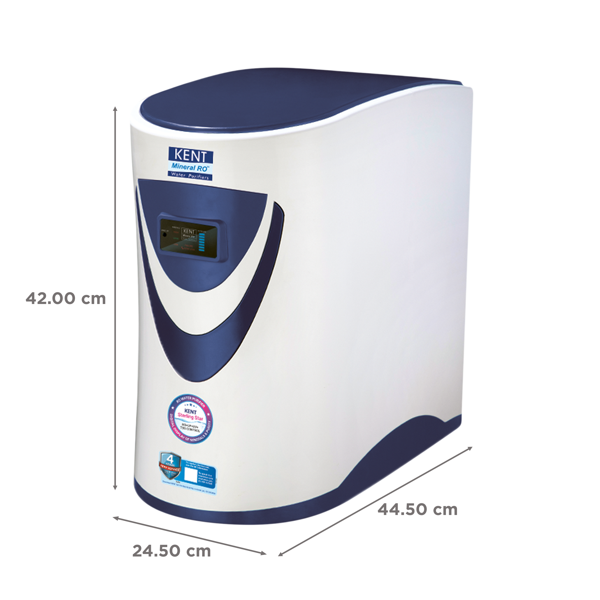 KENT Sterling Star 6L RO + UV + UF + TDS Under the Sink Water Purifier with Digital Purity & Mineral Display (White/Blue)_2