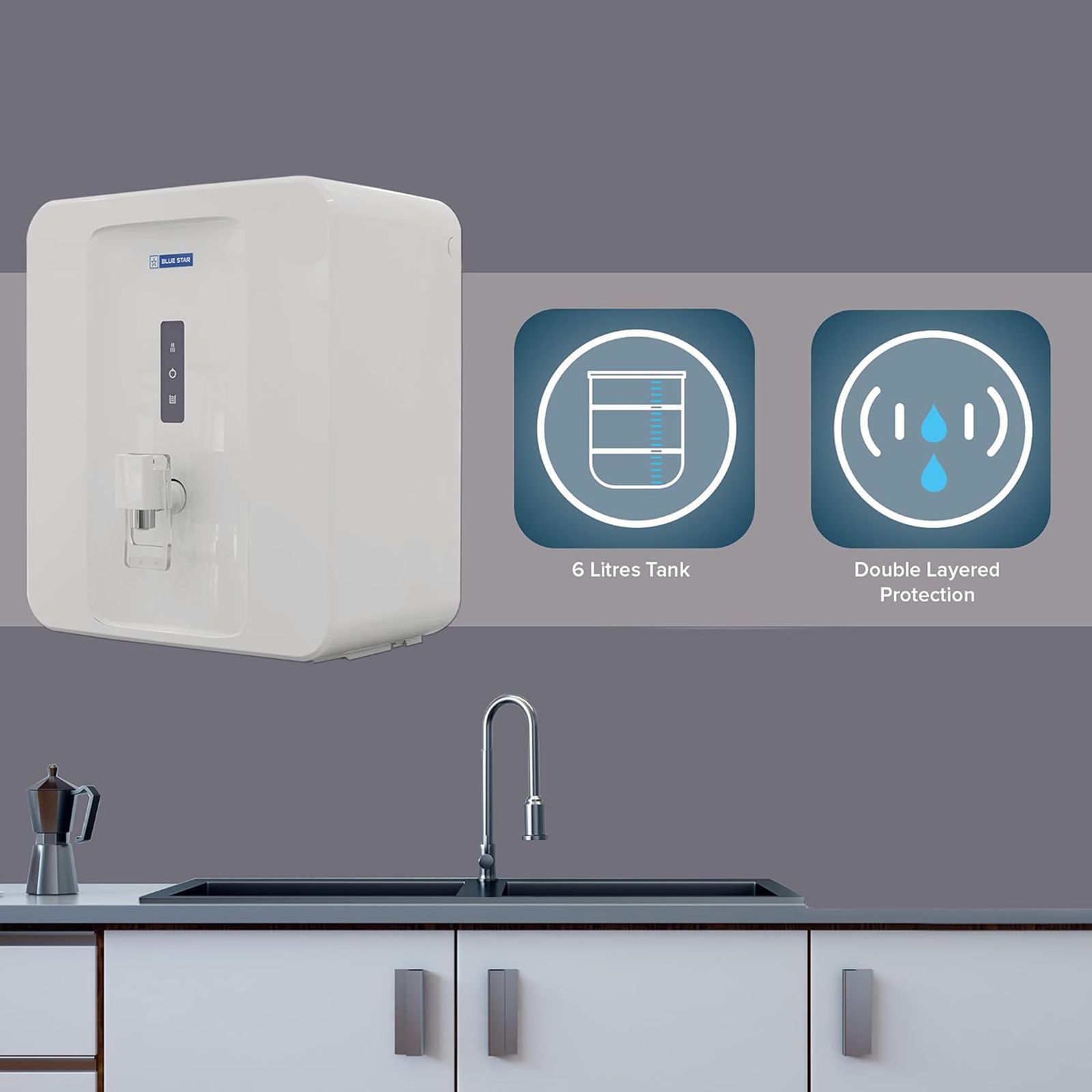 Blue Star Excella 6L RO + UV Water Purifier with High Purification Capacity (White)_9
