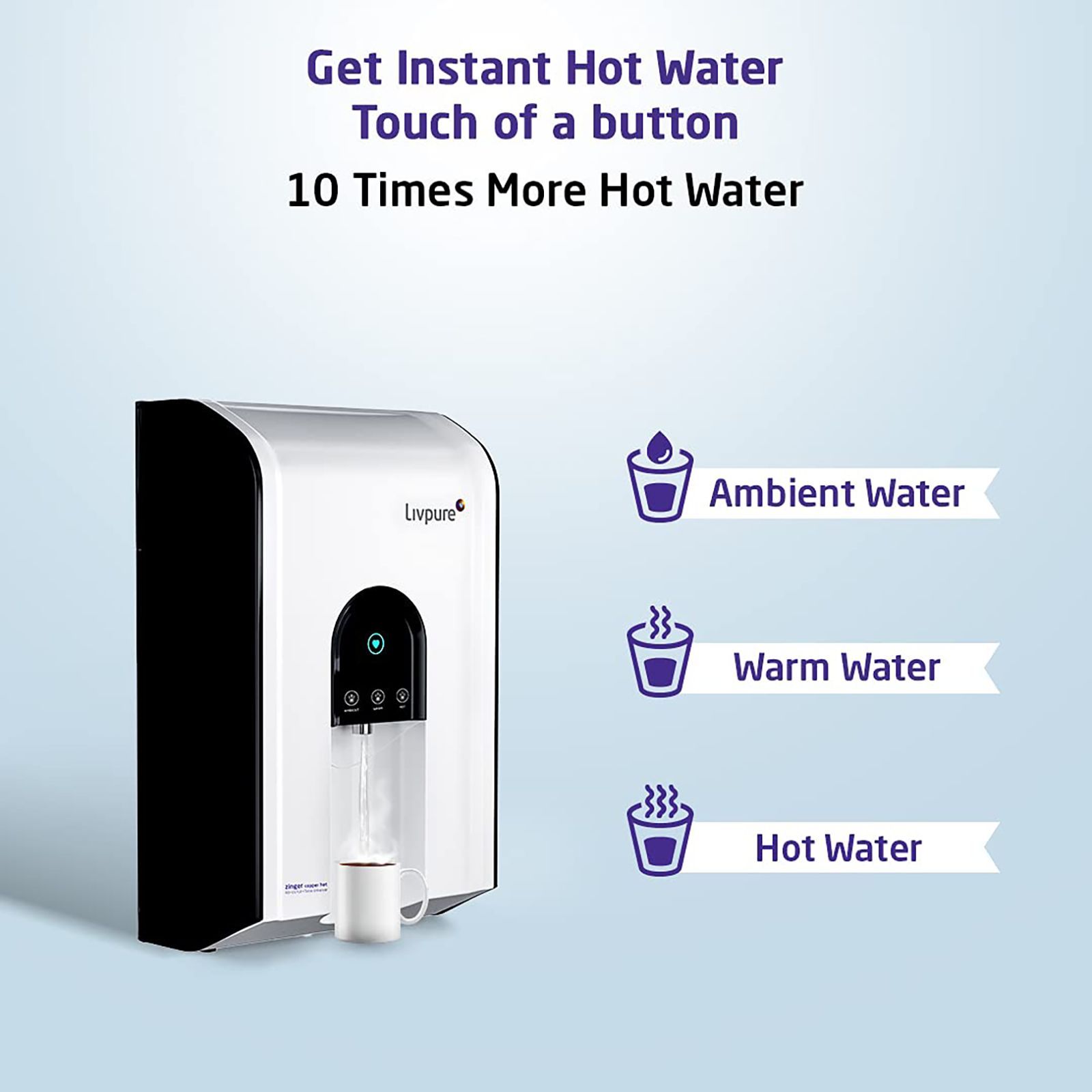Livpure Zinger 6.5L RO + UV + UF + Mineraliser Hot & Cold Water Purifier with 6 Stage Purification (White)_10