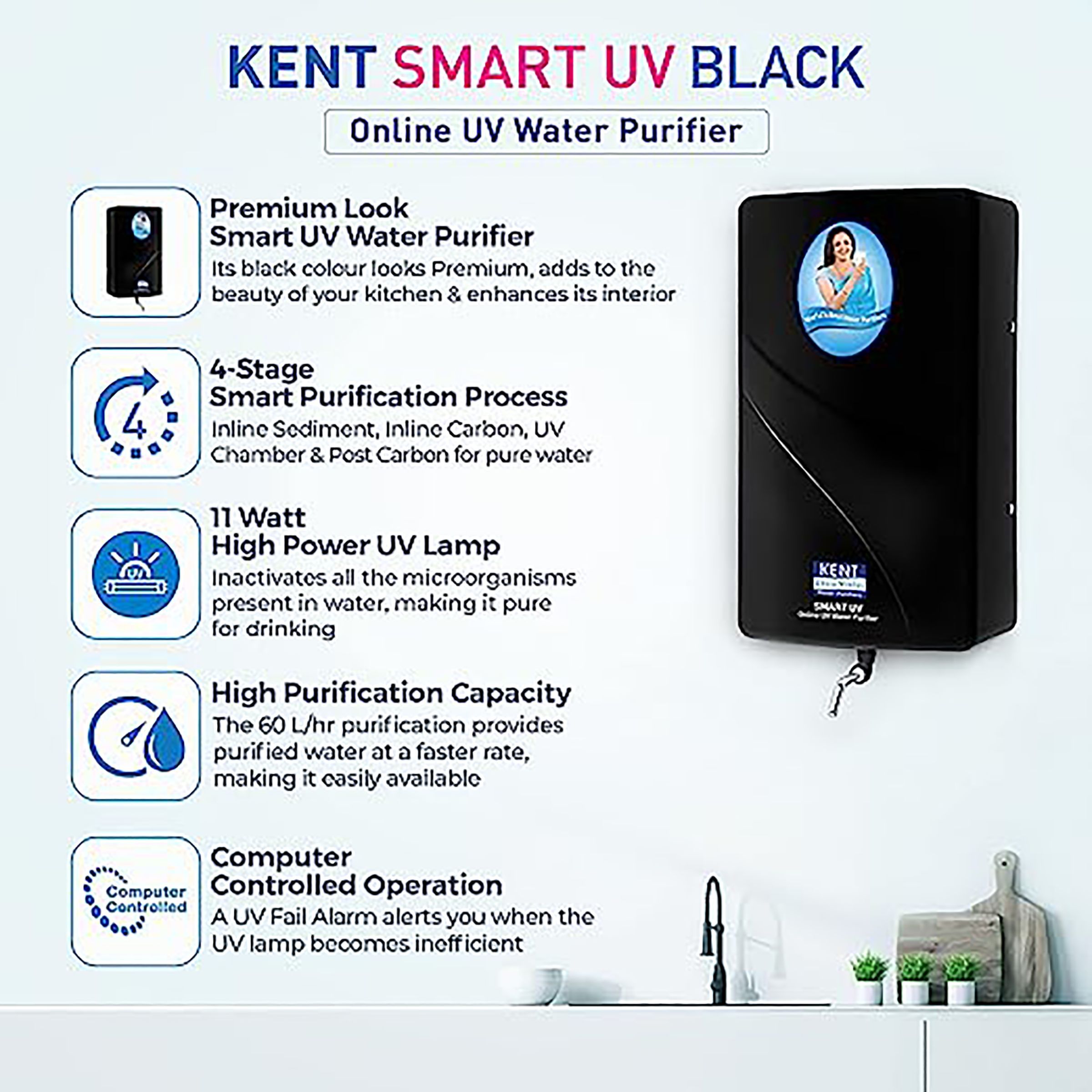 KENT Smart UV Water Purifier with 4 Stage Purification (Black) KENT Smart UV Water Purifier with 4 Stage Purification (Black)_4