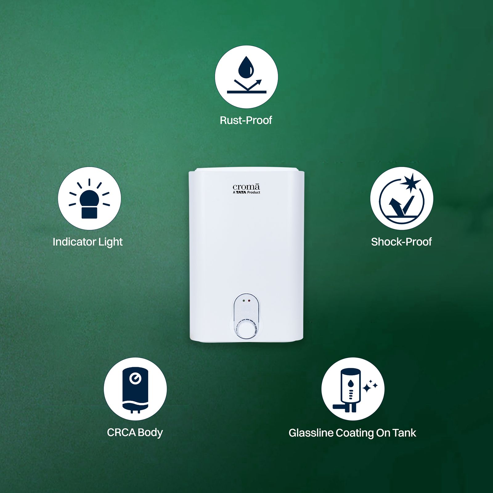 Croma 10 Litres 5 Star Vertical Storage Water Geyser with Copper Heating Element (White)_14