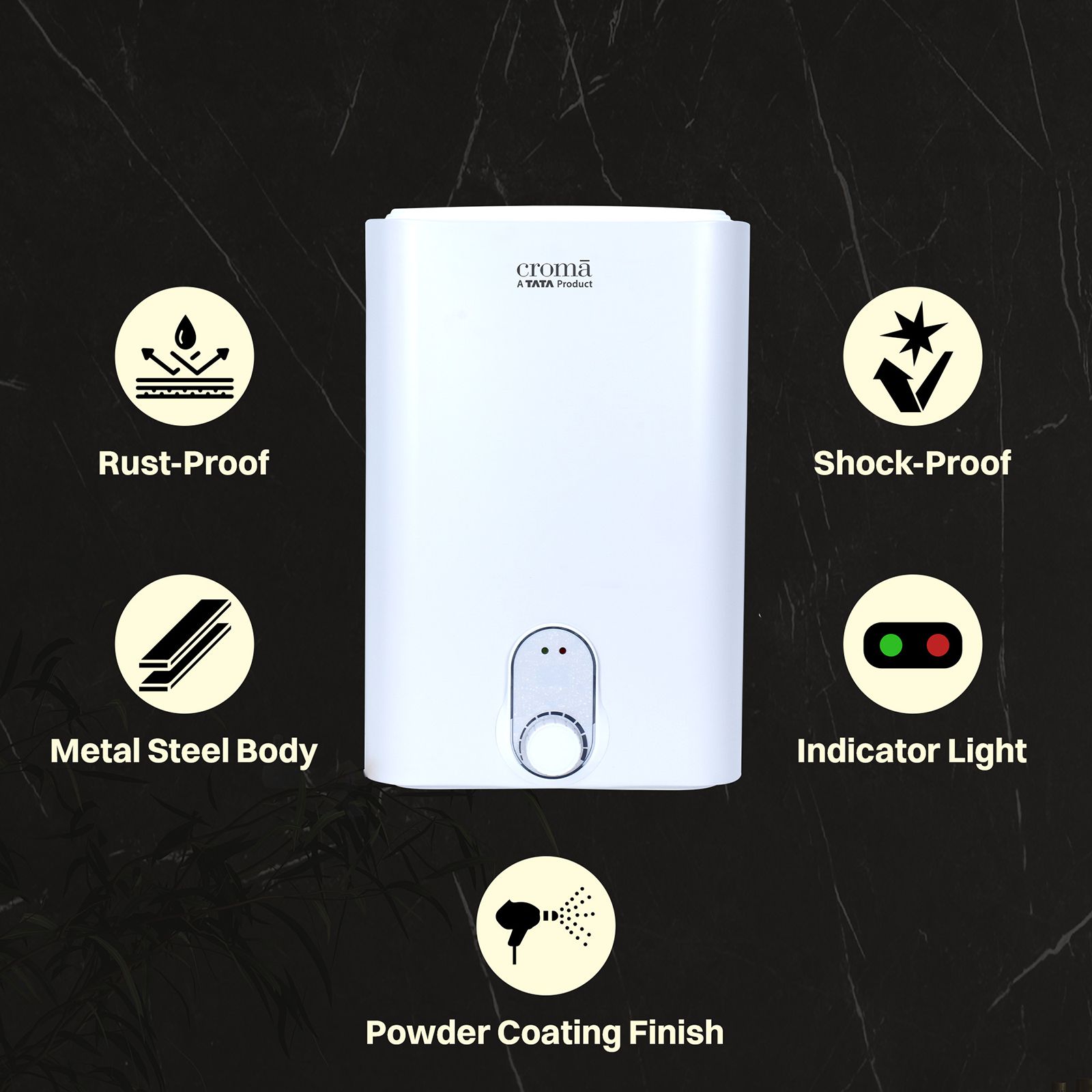 Croma 25 Litres 5 Star Vertical Storage Water Geyser with Copper Heating Element (White)_14