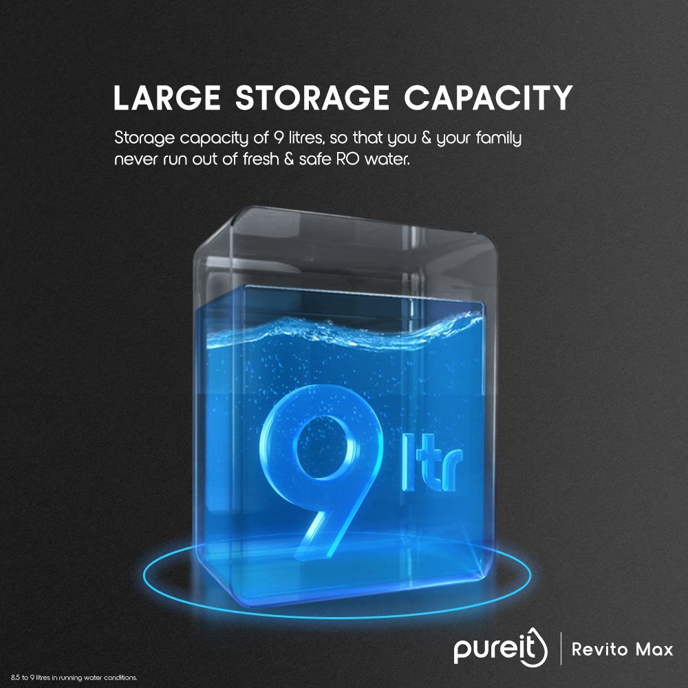 pureit by HUL Revito Max 9L RO + MF + UV-in-tank + Mineral Enriched Water Purifier with Advanced 8 Stage Purification (Black)_2