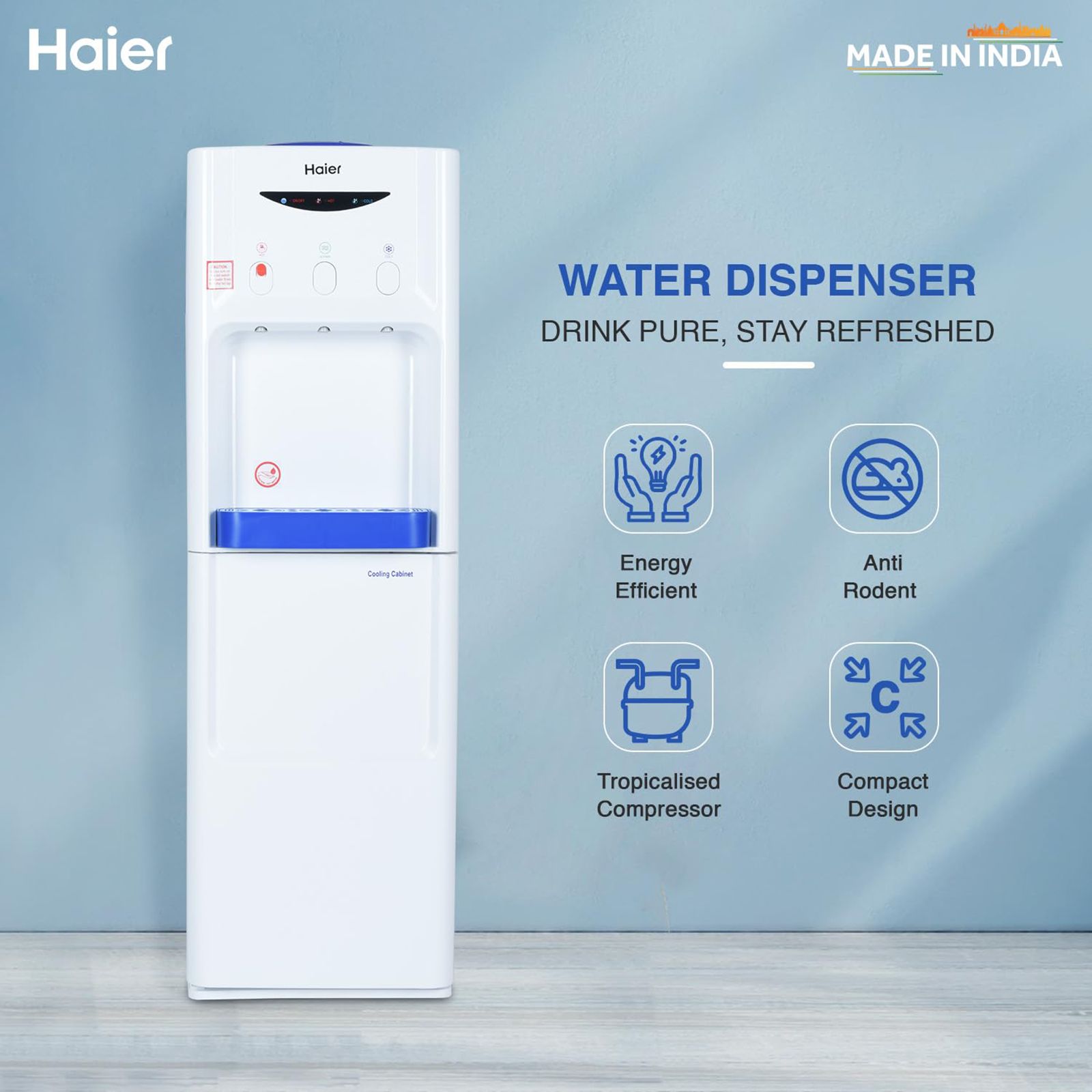Haier HWD-3WFMR Hot, Cold and Normal Top Load Water Dispenser with Cooling Cabinet (White)_18