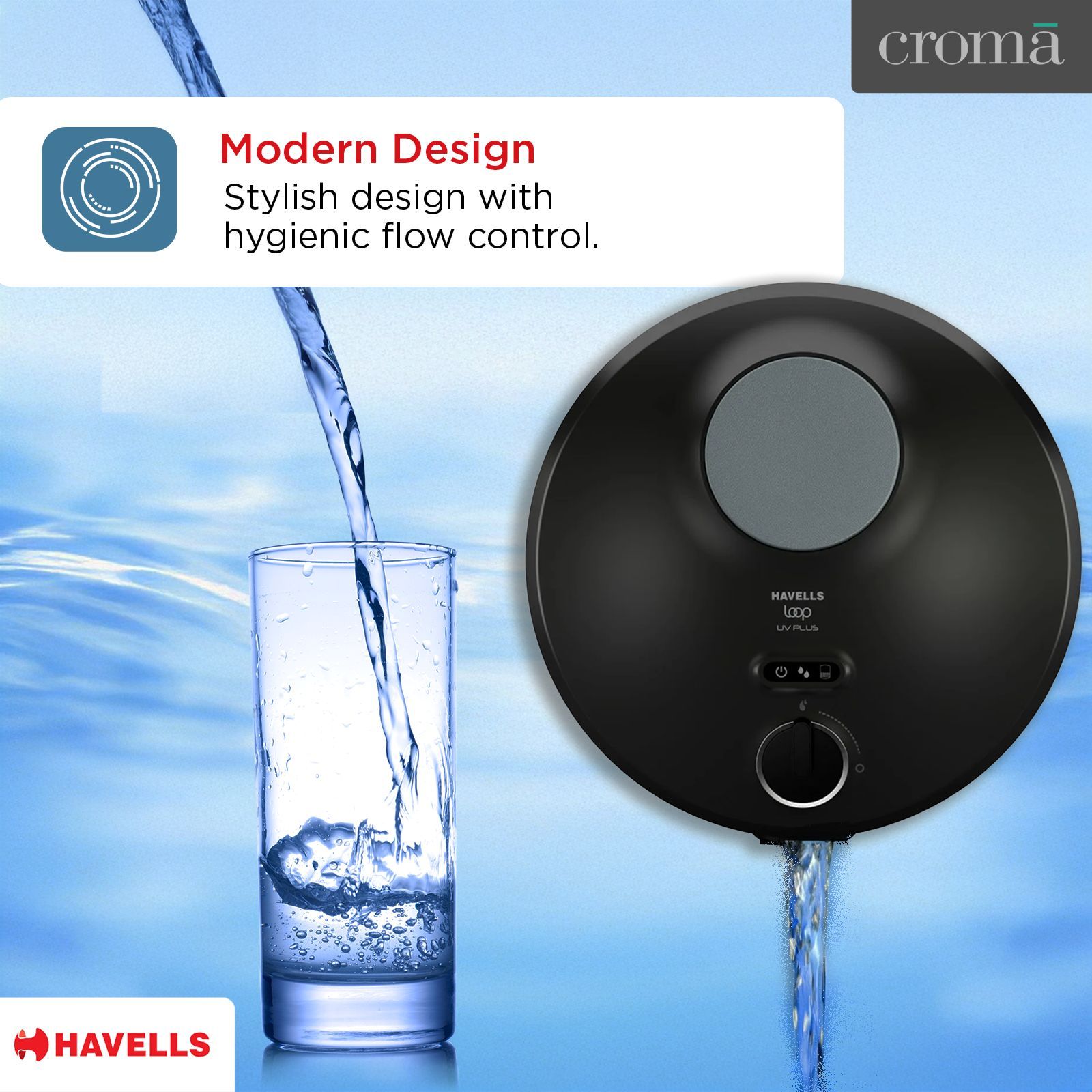 HAVELLS LOOP 6L RO + UF Water Purifier with Hygienic Flow Control (Hydro Grey)_7