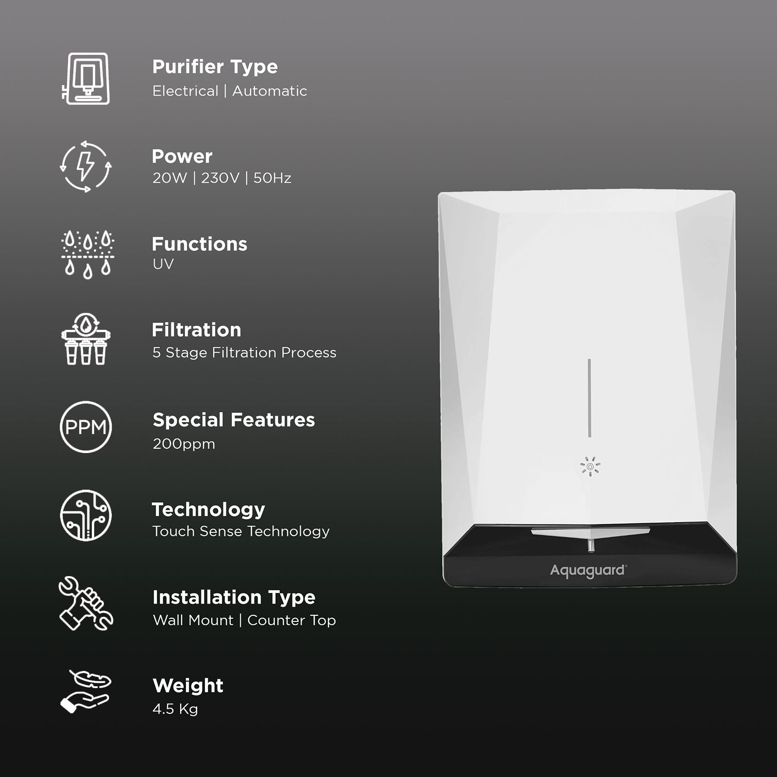 Aquaguard MIST NXT UV Water Purifier with Mineral Guard Technology (White)_2