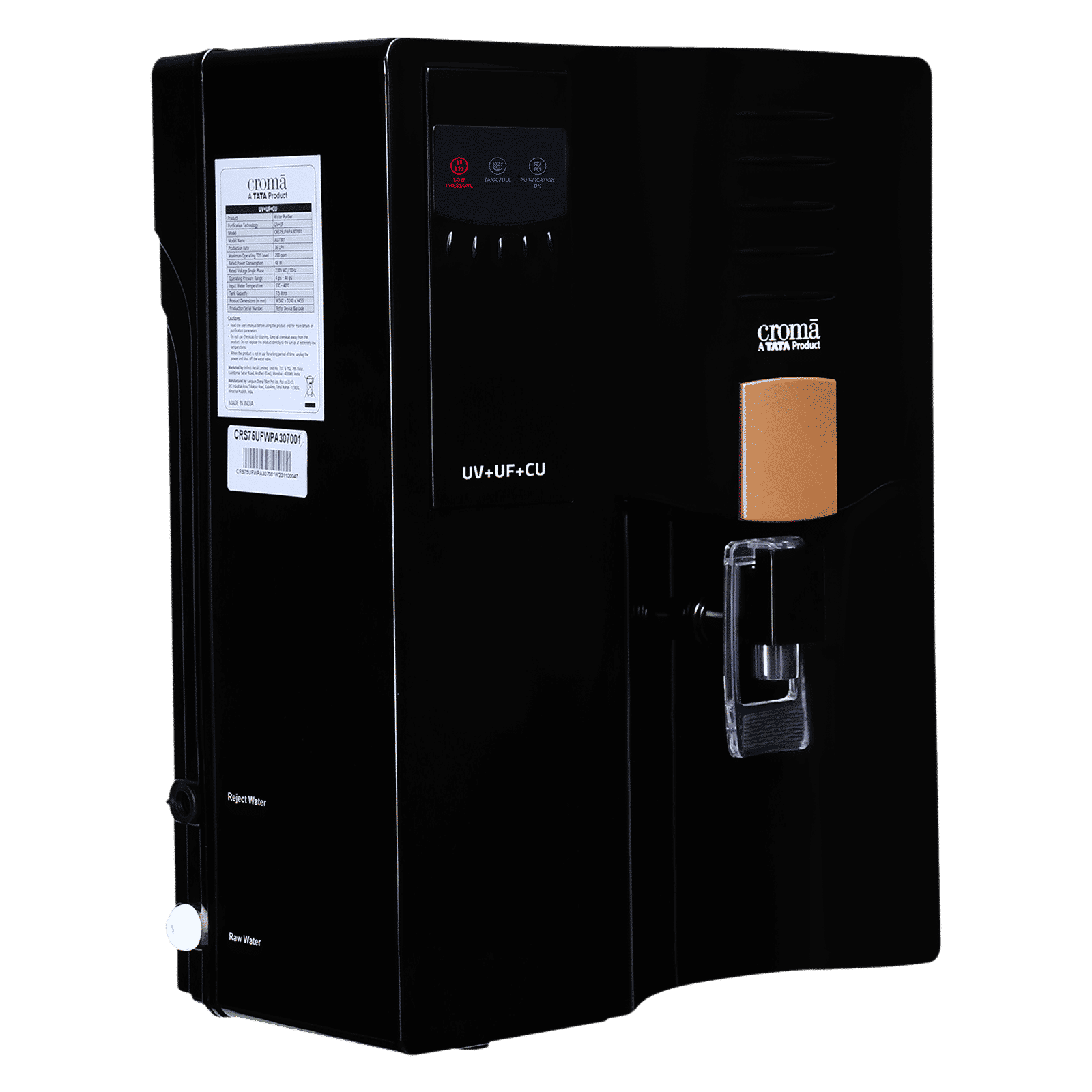 Croma 7.5L UV + UF Water Purifier with Advance Copper Technology (Black)_6