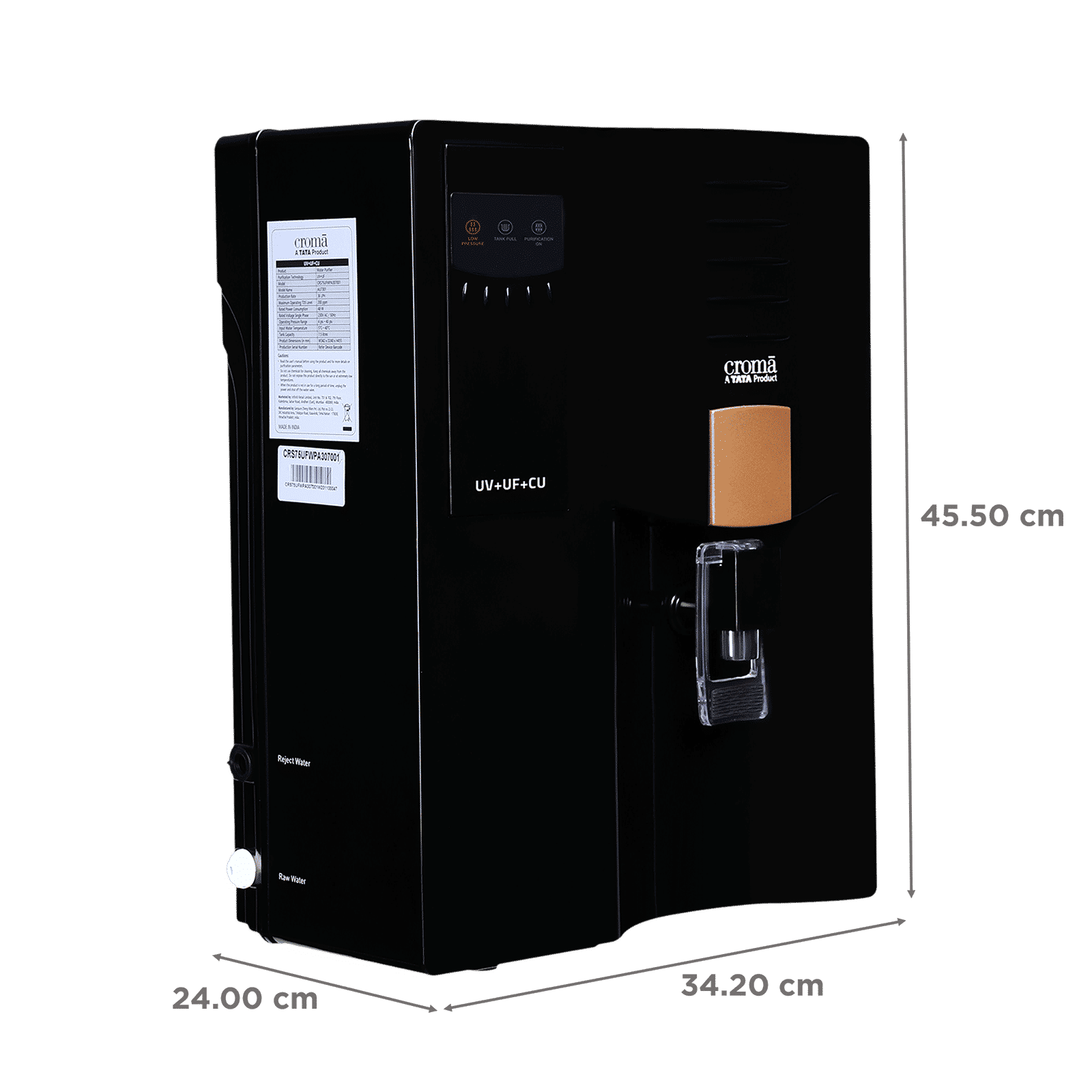 Croma 7.5L UV + UF Water Purifier with Advance Copper Technology (Black)_2