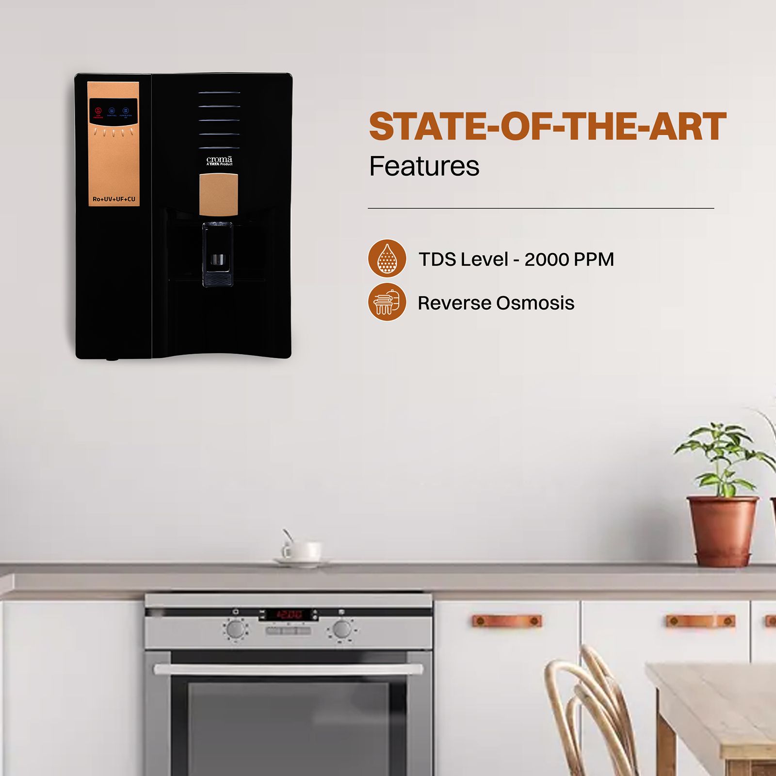 Croma 7.5L RO + UV + UF Water Purifier with Advanced Copper Technology (Black)_5