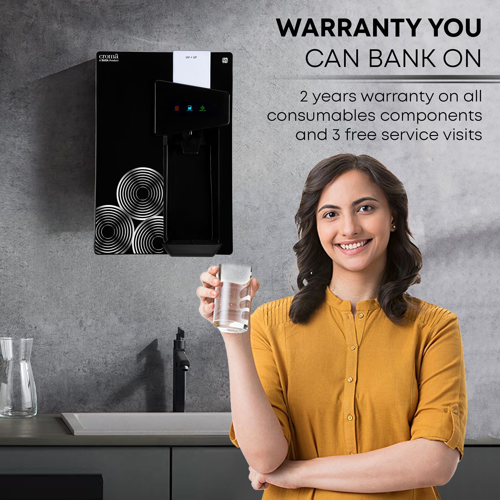 Croma AU04 8.5L UV + UF Water Purifier with Advanced Dual Filtration (Black)_15