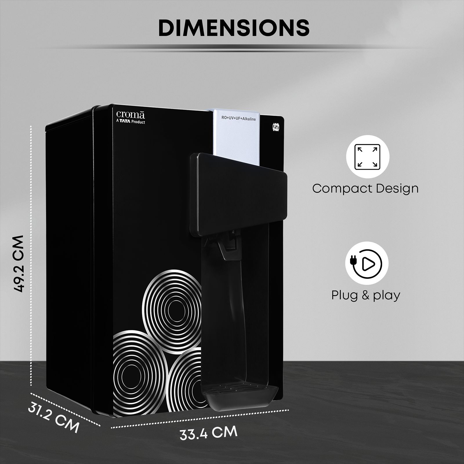 Croma AU04 8.5L UV + UF Water Purifier with Advanced Dual Filtration (Black)_16