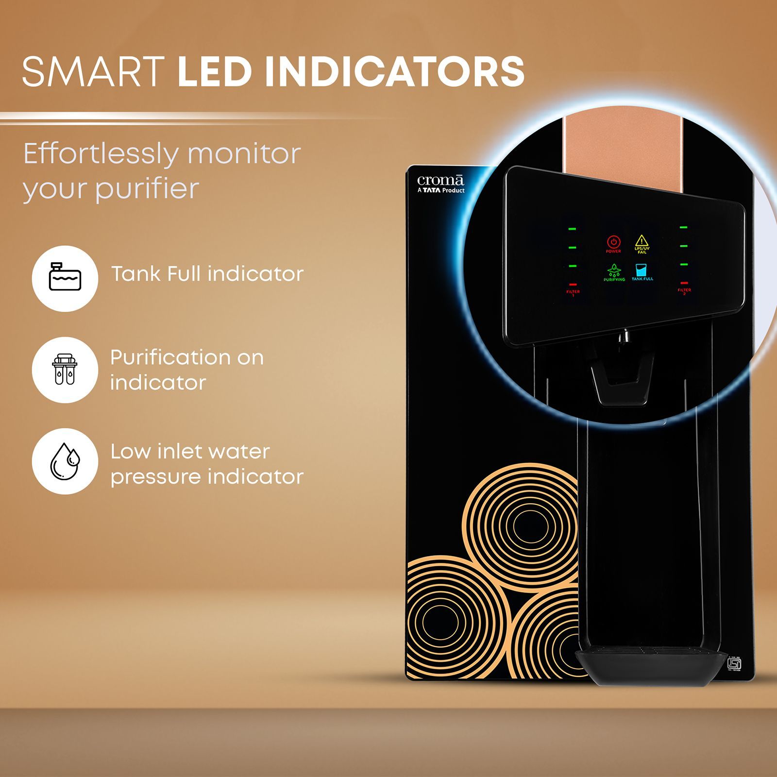 Croma 8.5L RO + UV + UF + Advance Copper Water Purifier with Reverse Osmosis Technology (Black)_13