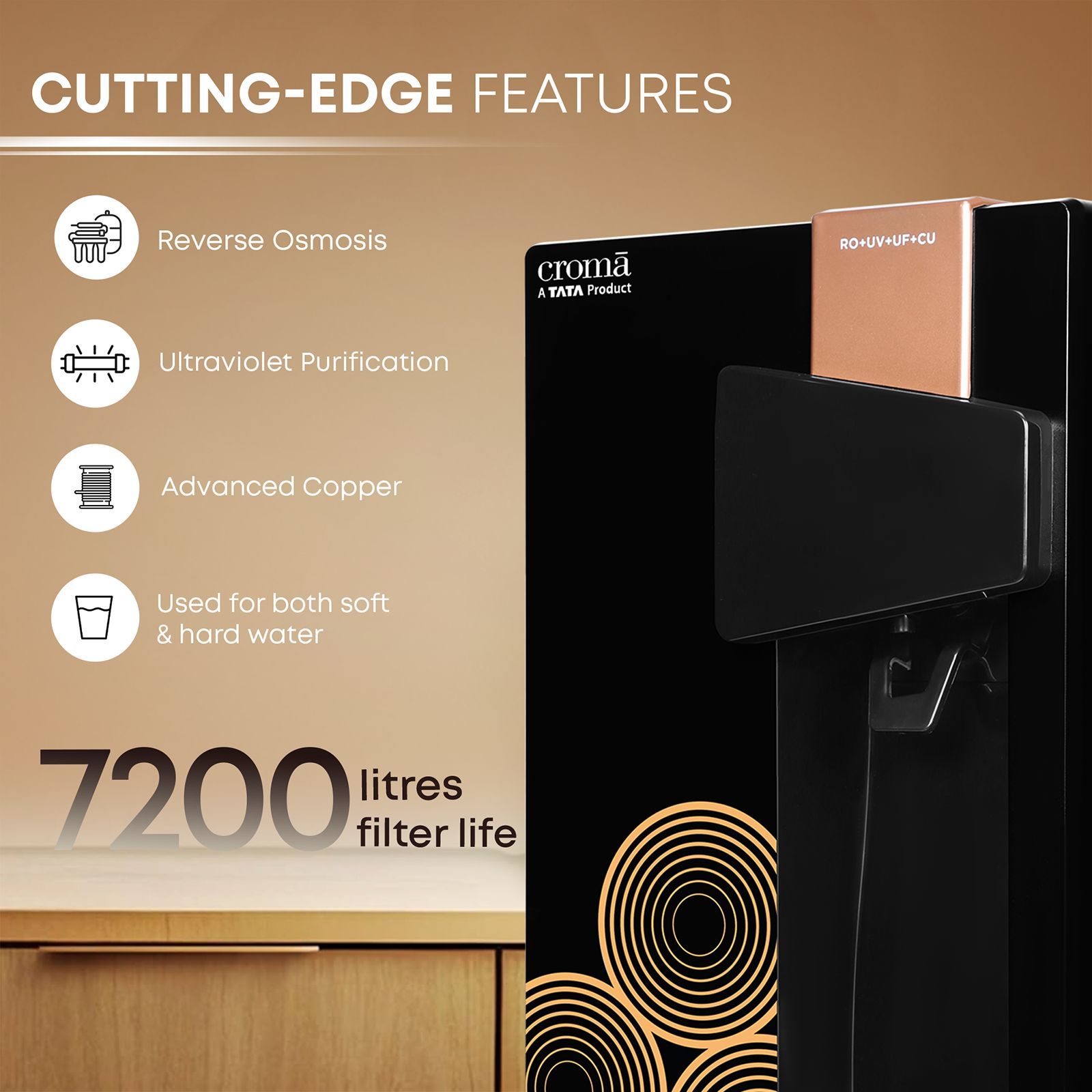 Croma 8.5L RO + UV + UF + Advance Copper Water Purifier with Reverse Osmosis Technology (Black)_14