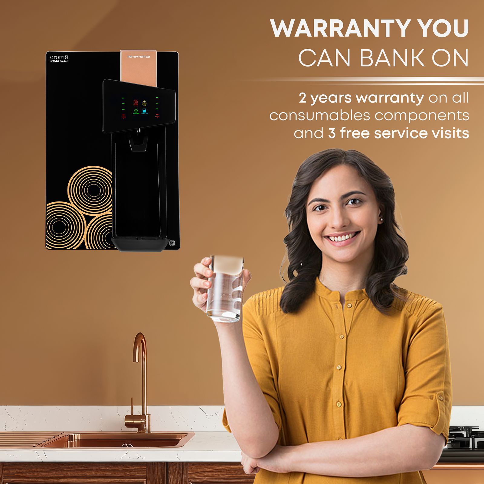 Croma 8.5L RO + UV + UF + Advance Copper Water Purifier with Reverse Osmosis Technology (Black)_15