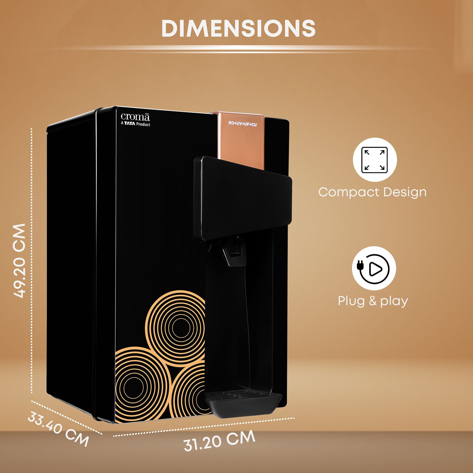 Croma 8.5L RO + UV + UF + Advance Copper Water Purifier with Reverse Osmosis Technology (Black)_16