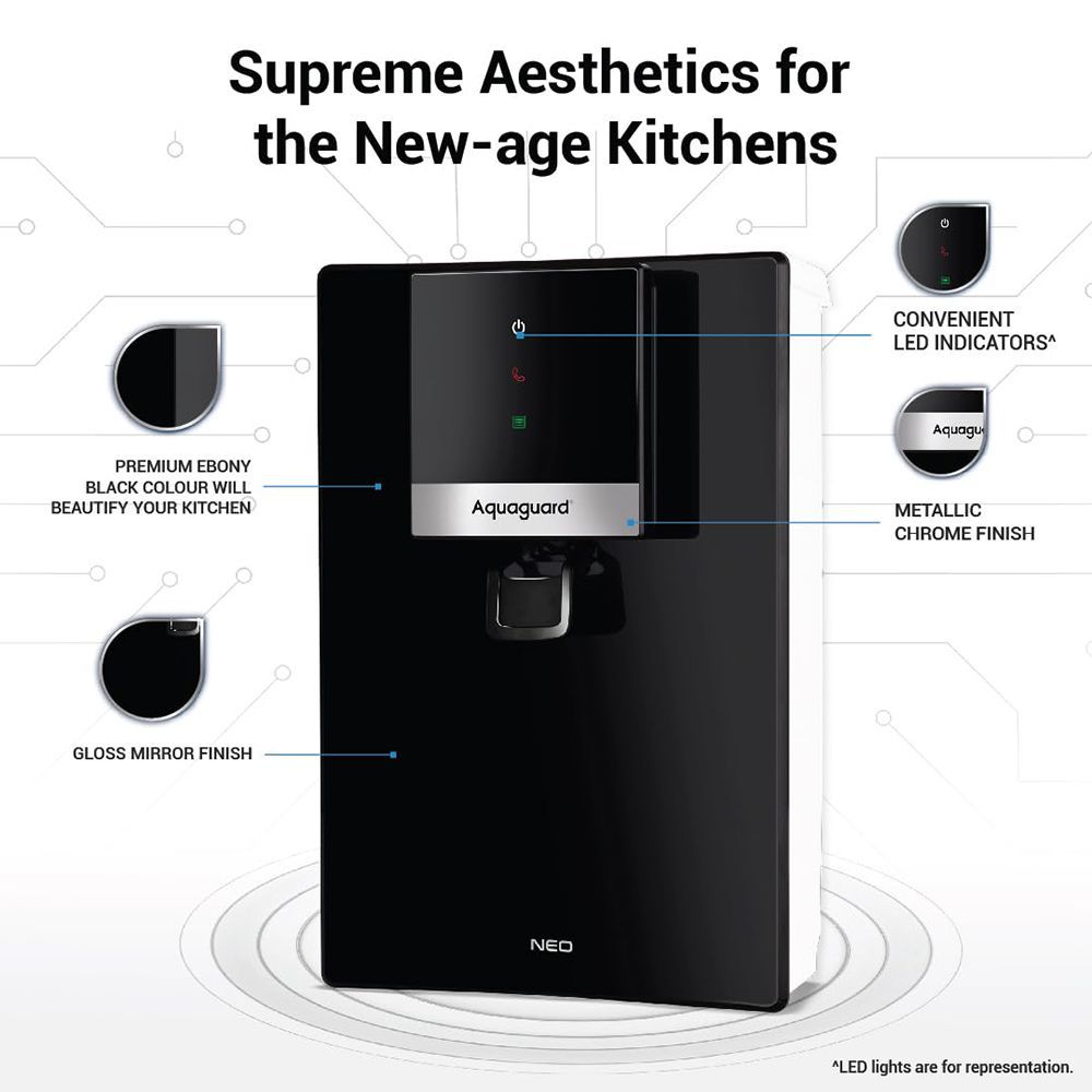 Aquaguard Neo 6.2L RO + UV + MTDS + MC Water Purifier with RO Membrane (Black & Silver)_9