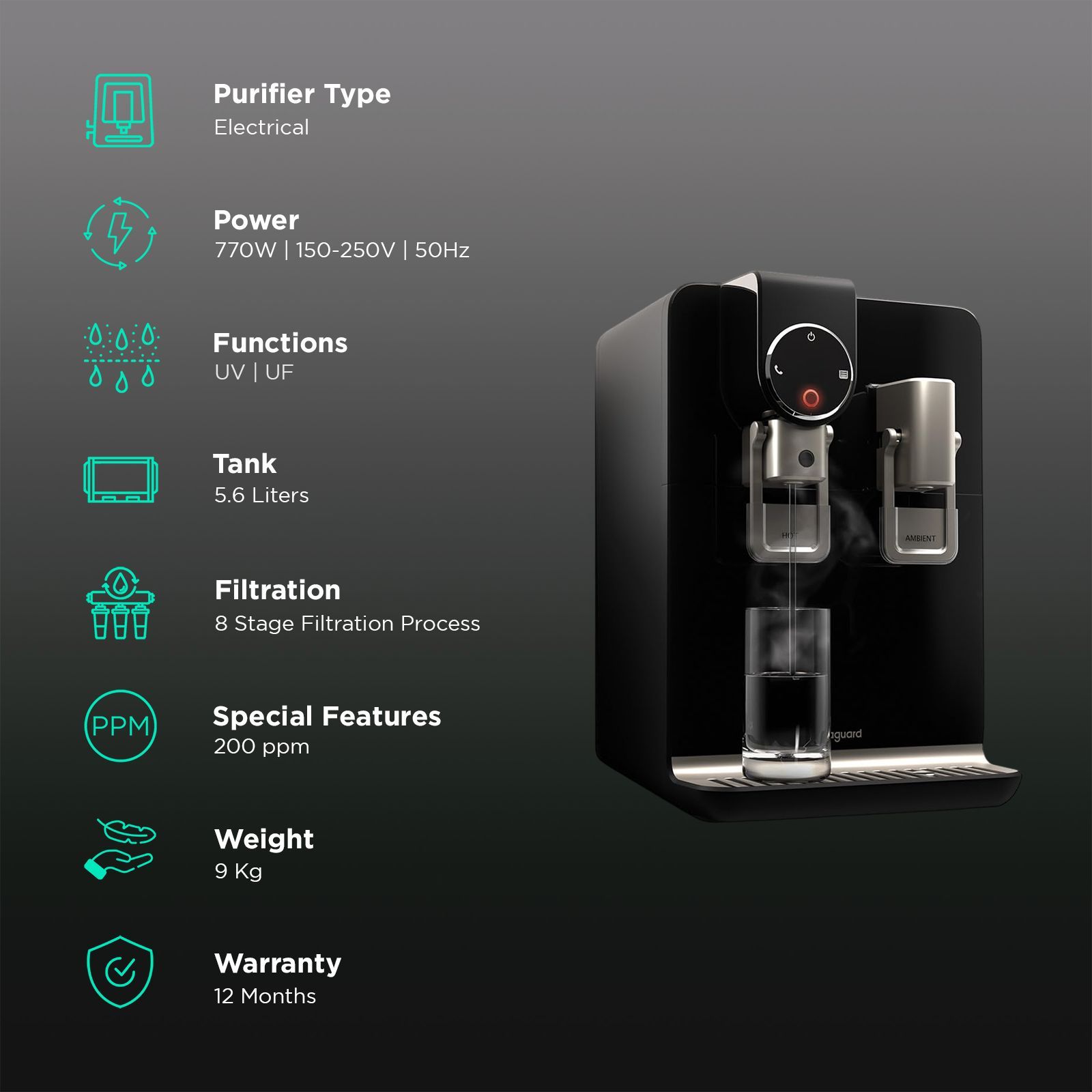 Aquaguard Blaze Insta 5.6L UV + UF Hot & Ambient Water Purifier with Active Copper Technology (Black) Aquaguard Blaze Insta 5.6L UV + UF Hot & Ambient Water Purifier with Active Copper Technology (Black)_3